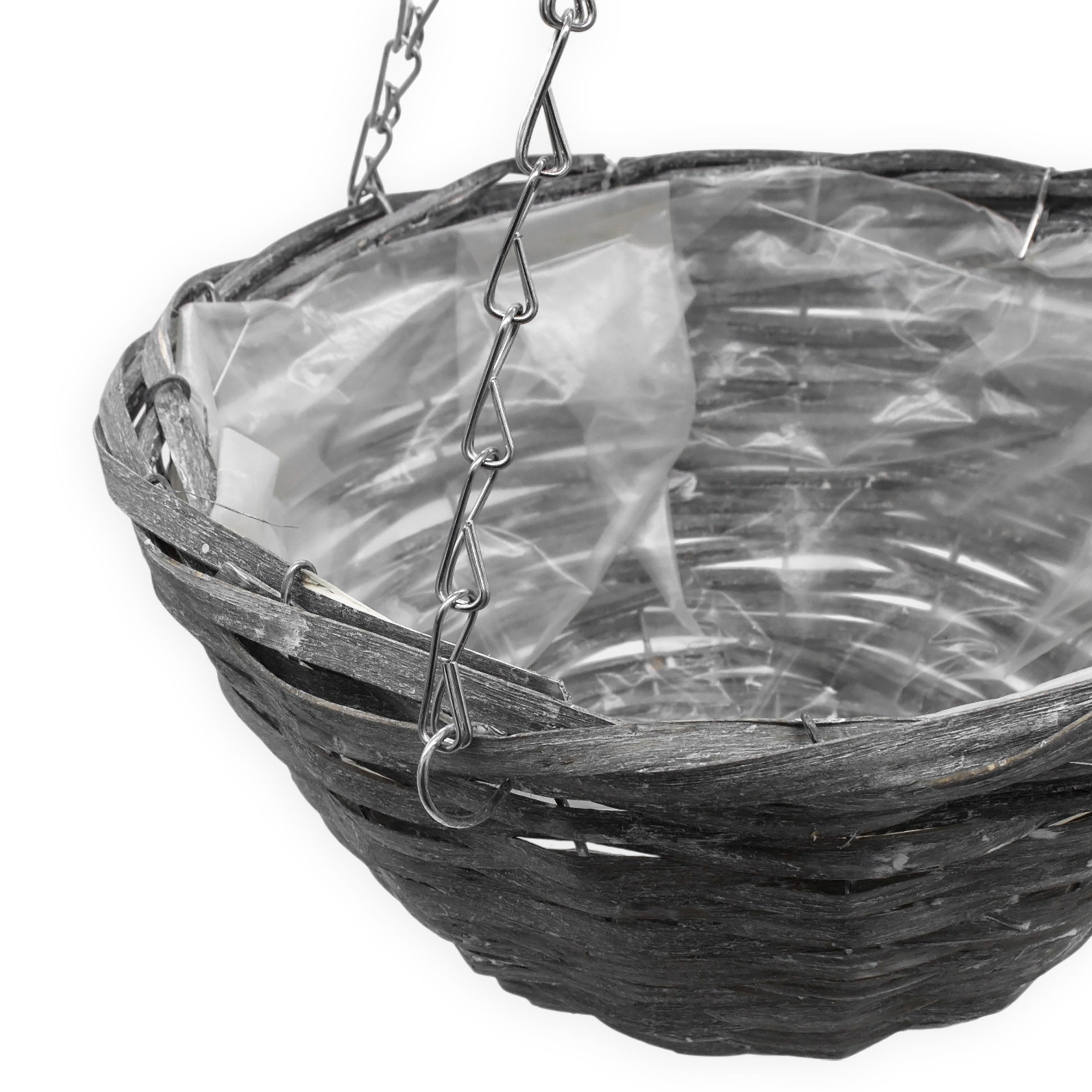 Spetebo Pflanzschale Weide Flechtkorb zum hängen 29 cm mit Folie (Set, 2 St., 1), mit Folie ausgekleidet