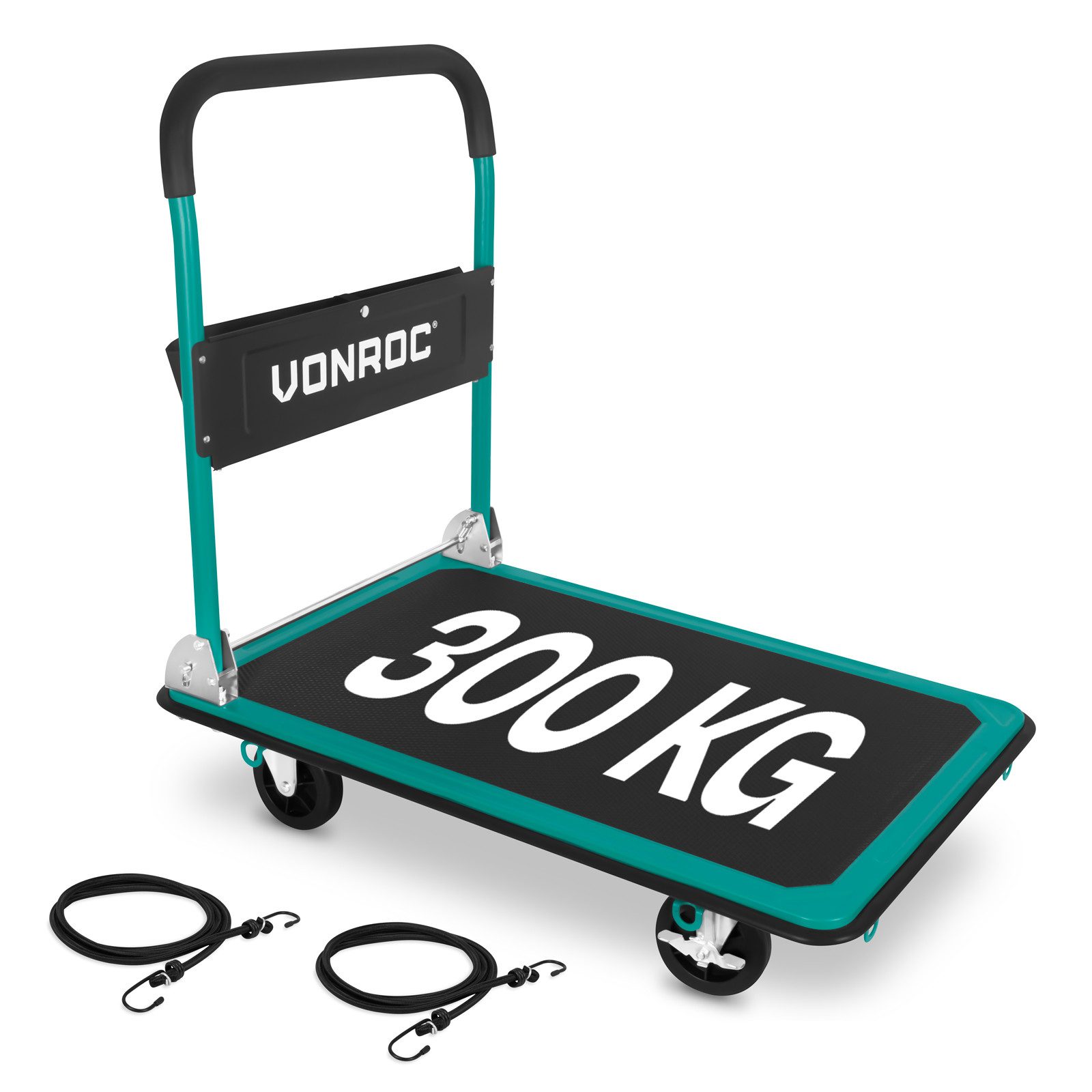 VONROC Transportwagen Plattformwagen klappbar, (300kg), Transporthilfe - Rollwagen mit Griff
