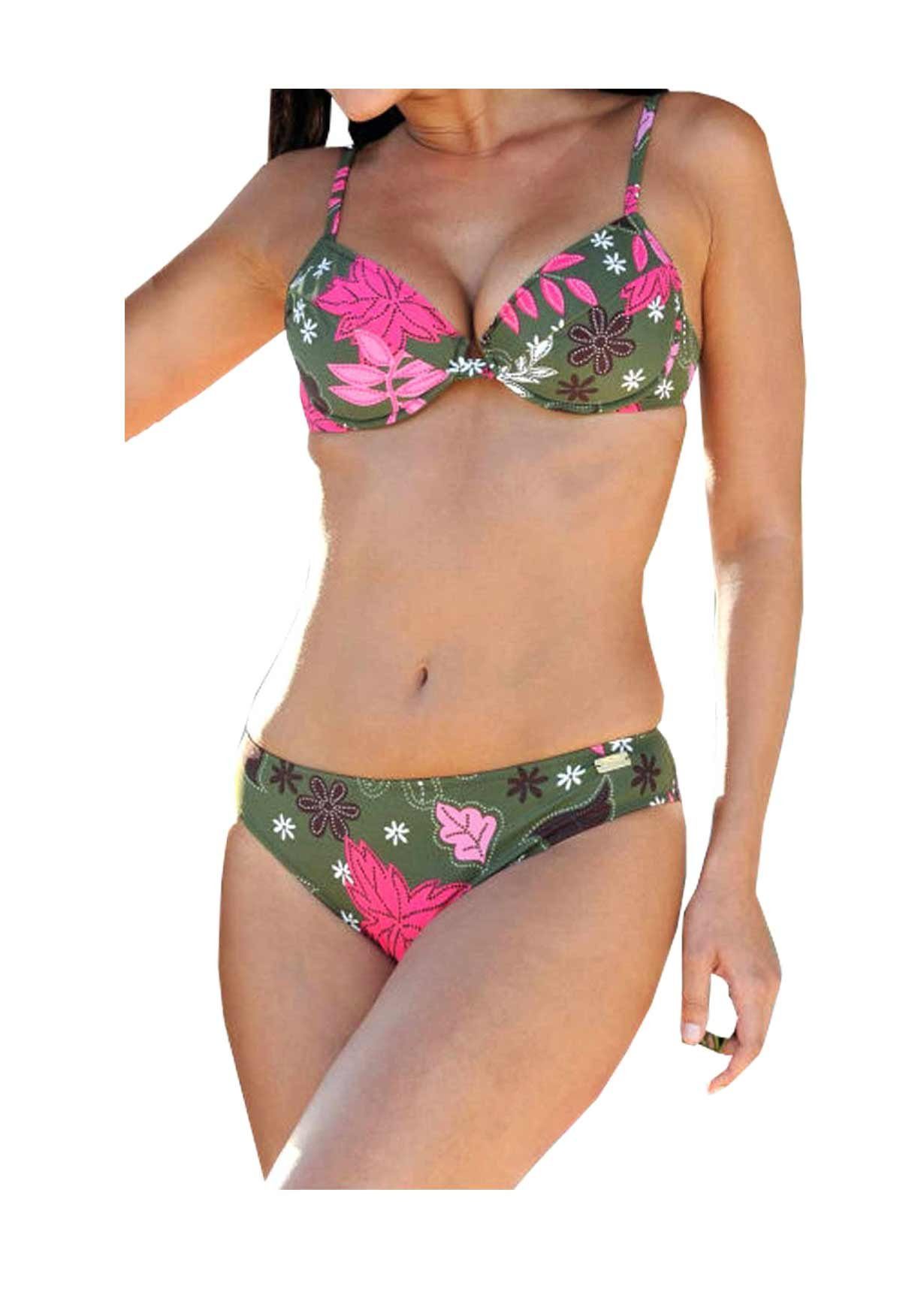 Buffalo Push-Up-Bikini »Buffalo Damen Marken-Push-Up-Bikini, grün-bunt«  online kaufen | OTTO