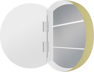 Talos Spiegelschrank Picasso Style, Spiegelschrank gold/weiß, Ø 60cm, Rahmen aus hochwertiger Aluminiumlegierung