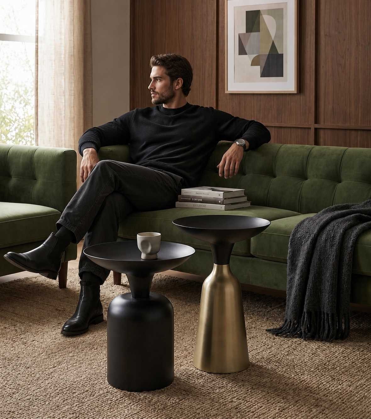 JVmoebel Couchtisch Couchtisch Beistelltisch Schwarz Gold Marmor Modern Design, Made in Europa
