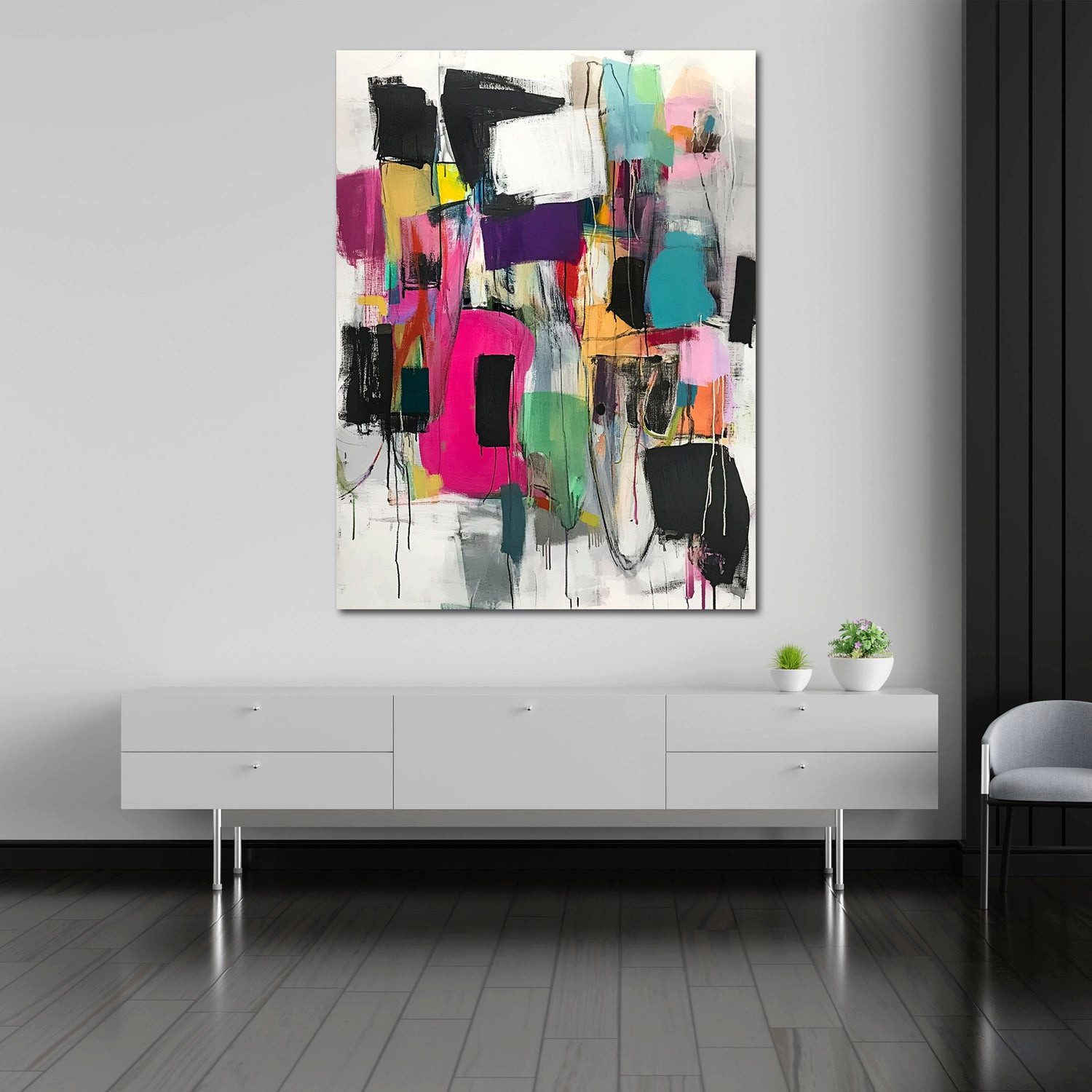 Artedinoi Leinwandbild Abstrakt Komposition Formen Leinwandbild Wandbild Kunstdruck XL Wandde, Abstrakte Formen-Komposition