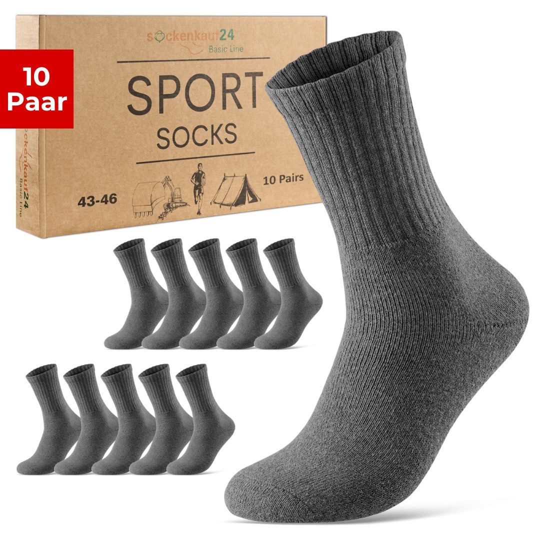 sockenkauf24 Tennissocken 10 Paar Damen & Herren Sportsocken atmungsaktiv Arbeitssocken Baumwolle