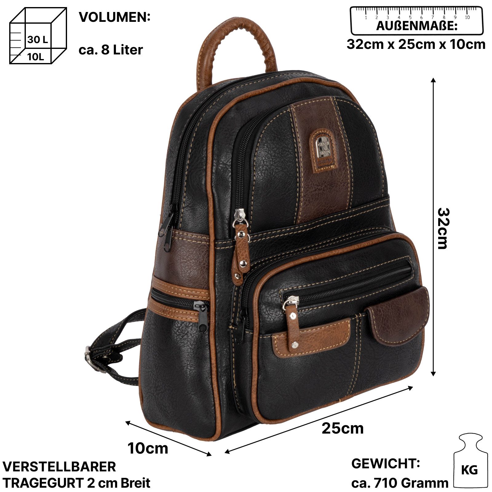 EAAKIE Rucksack Cityrucksack Damenrucksack Tagesrucksack Stadt Rucksack Bagpack, als Schultertasche, Umhängetasche tragbar