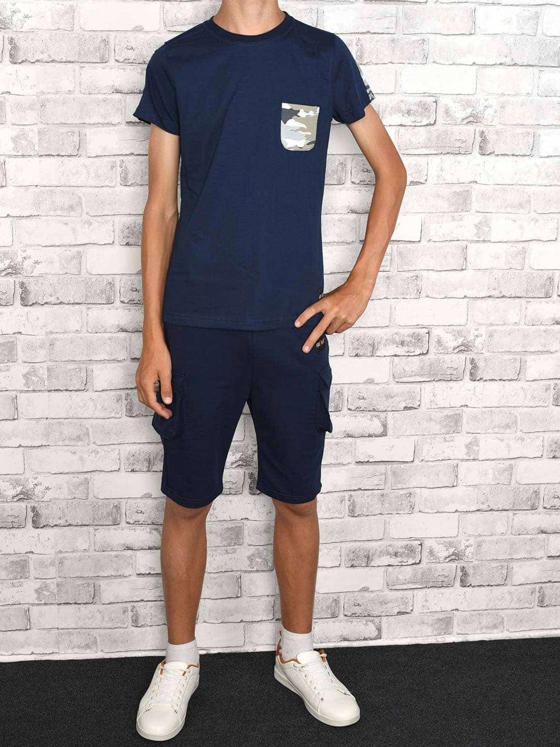 / Jungen BEZLIT Shorts Sommer Cargo casual Set und Shorts Navy T-Shirt (1-tlg) T-Shirt Navy &