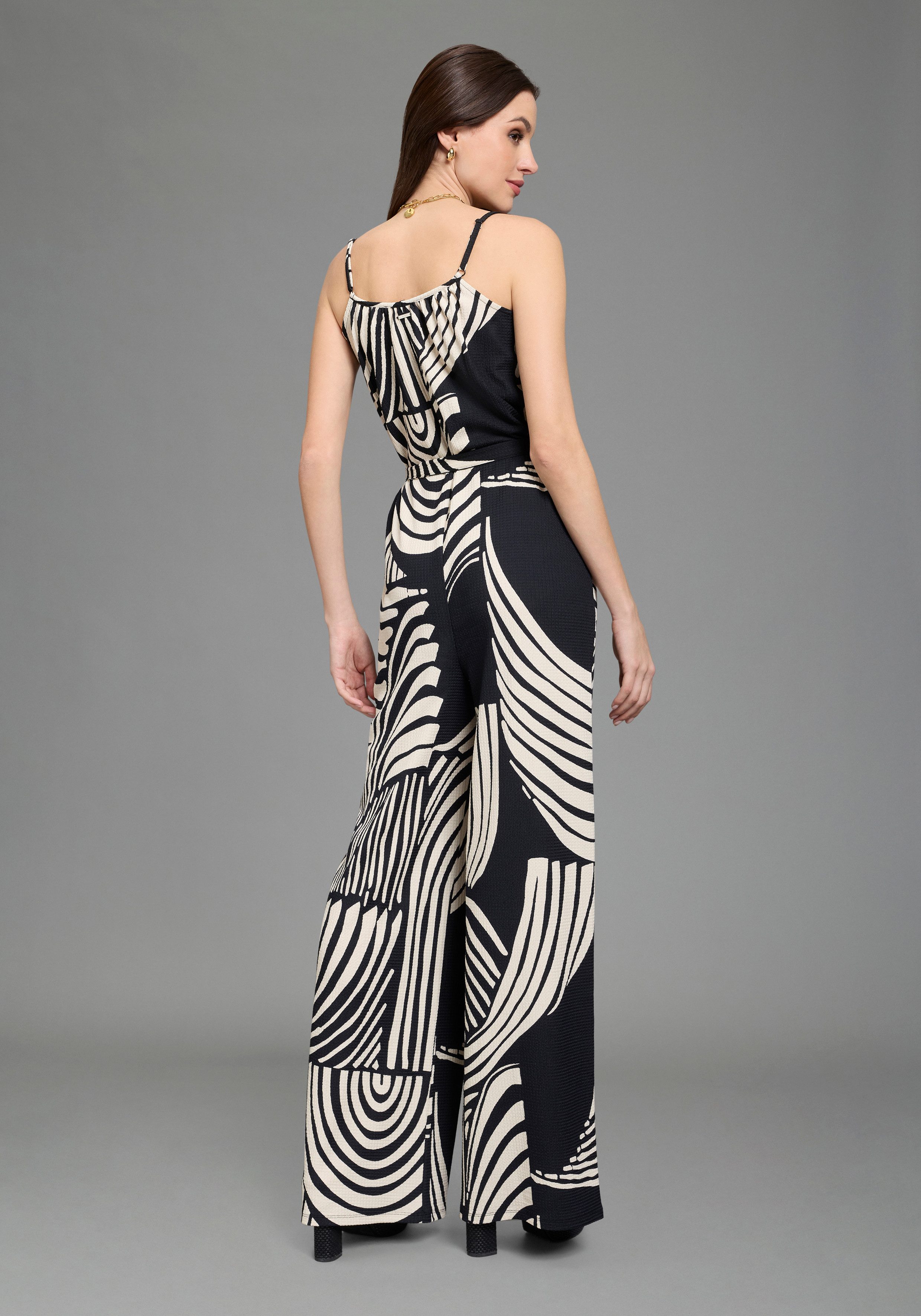 Laura Scott Jumpsuit abstrakt Gemustert, ohne Ärmel, aus Polyester und Elasthan