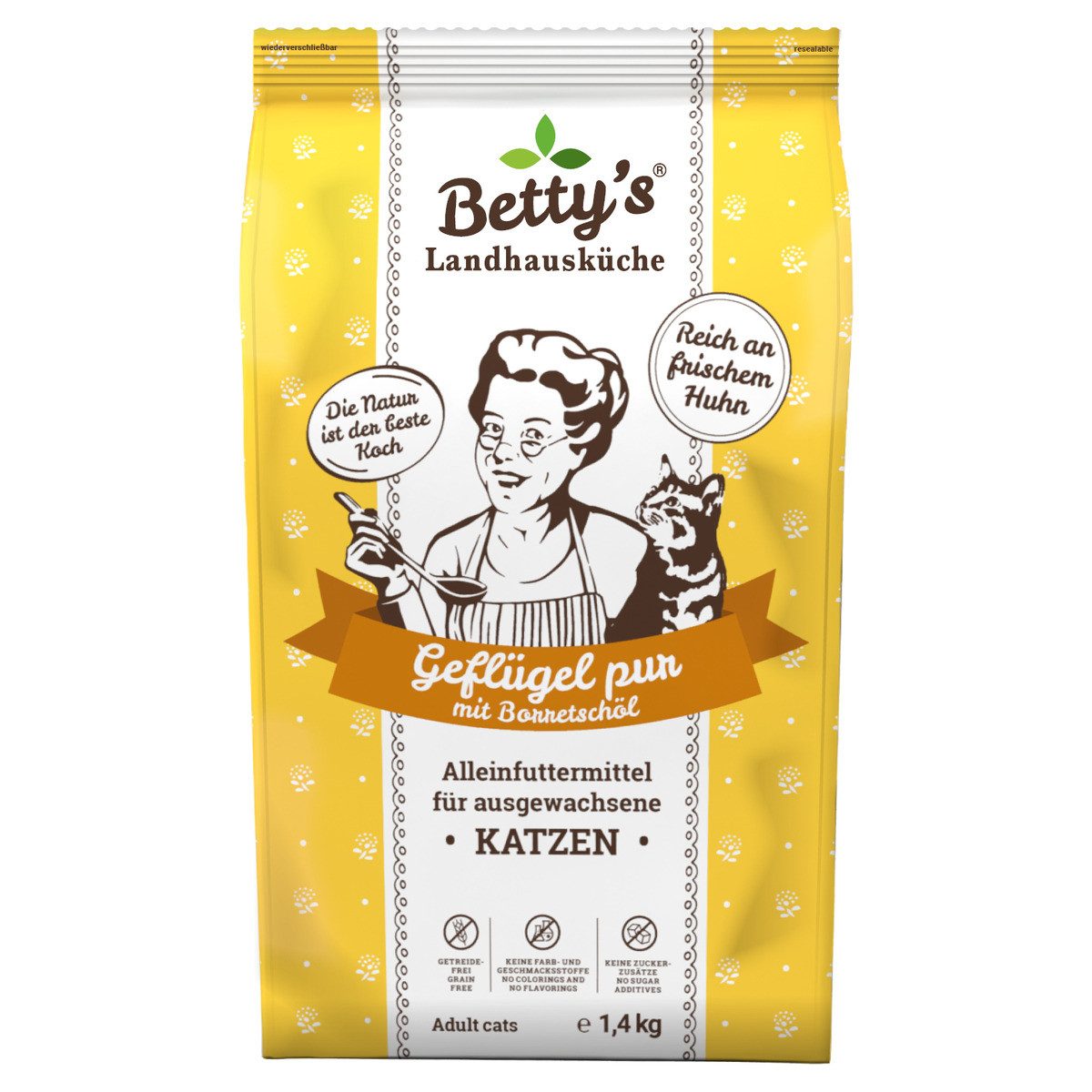 Bettys Landhausküche Adult Geflügel pur 1,4 kg, Trockenfutter für: Katze von Bettys Landhausküche