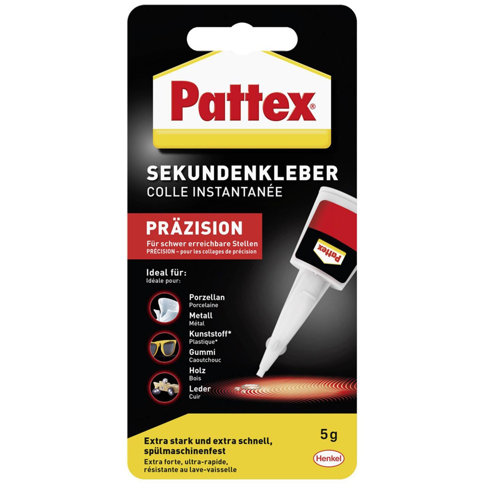HENKEL Klebstoff 12x PATTEX Sekundenkleber 5 g flüssig – Präzisionsspitze Schnellkleber