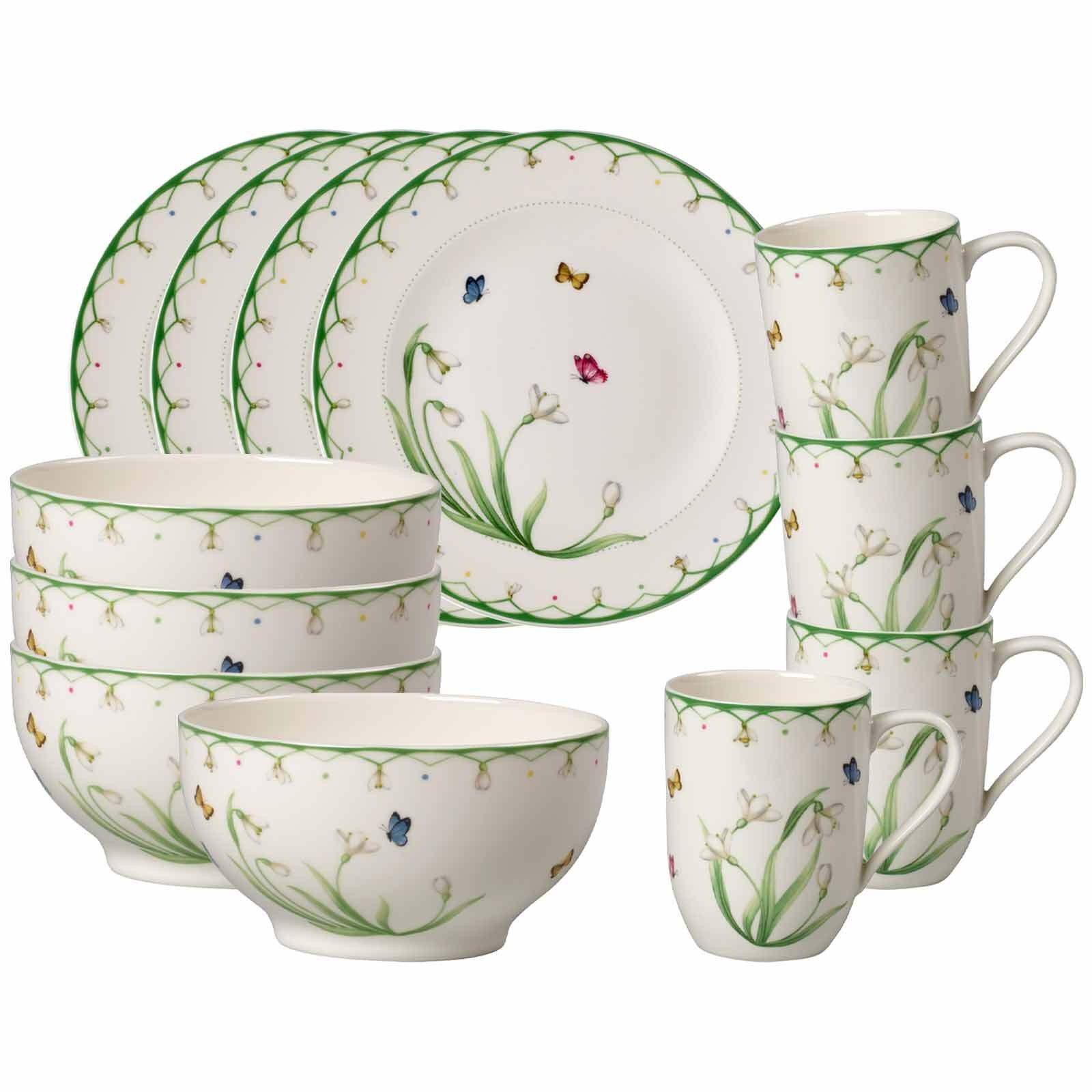 Villeroy & Boch Kombiservice Colourful Spring Frühstücks-Set 12er Set (12-tlg), Porzellan