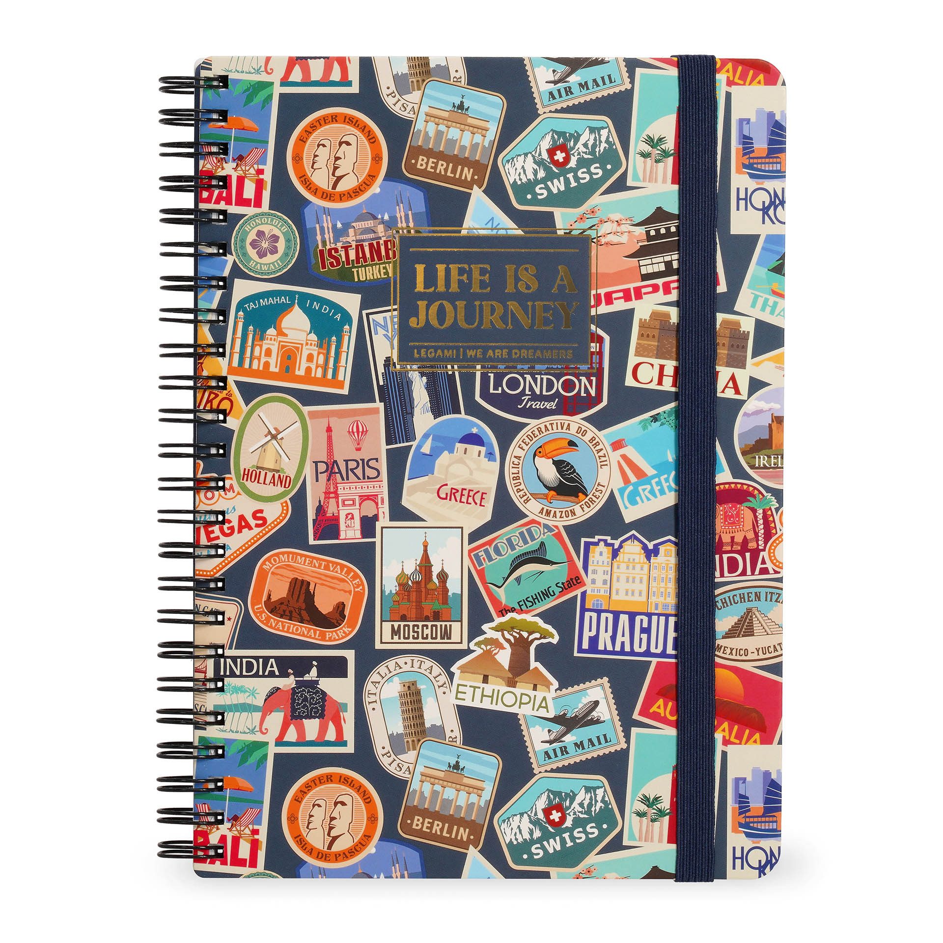 Legami Notizheft Legami Liniertes Notizbuch Maxi Spiralbindung Din A4 Travel Stickers