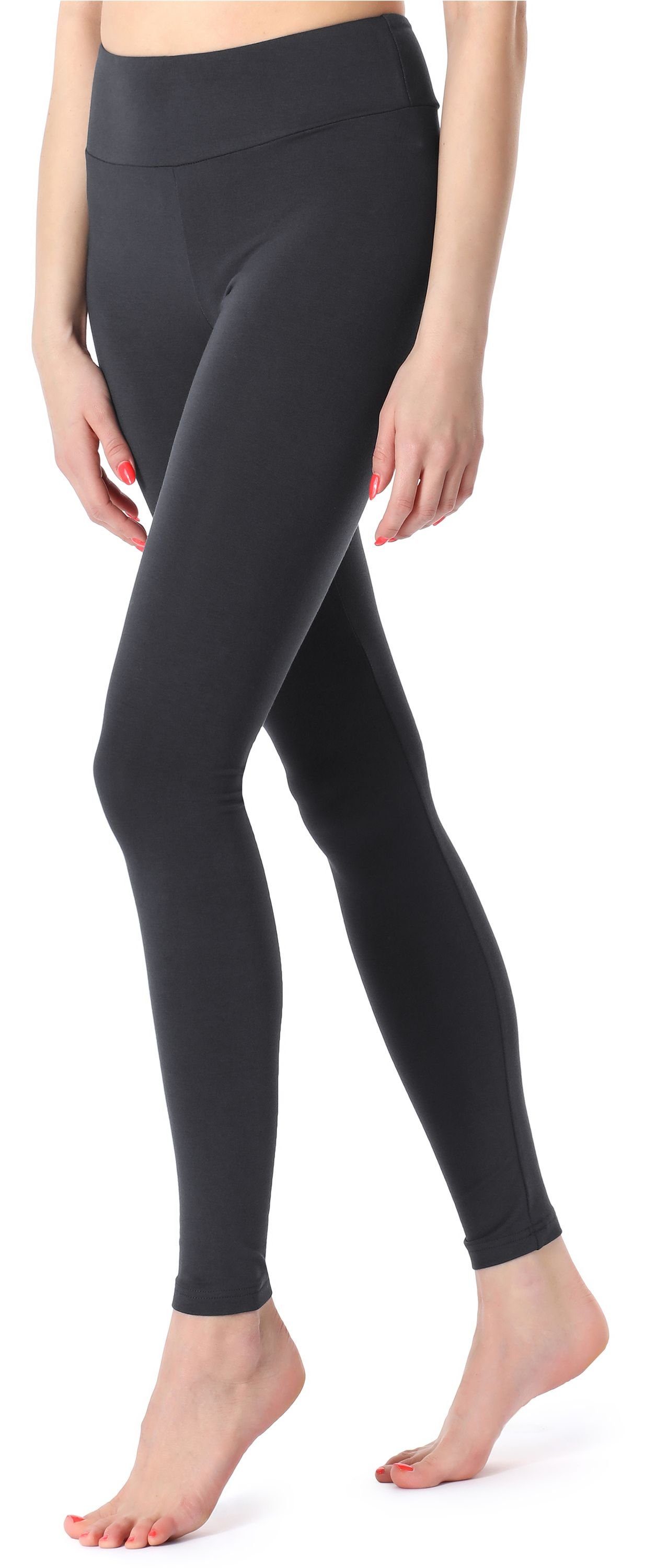 Viskose (1-tlg) elastischer Leggings Leggings MS10-221 Lange Graphit Merry Bund Fitnesshose Damen Style aus