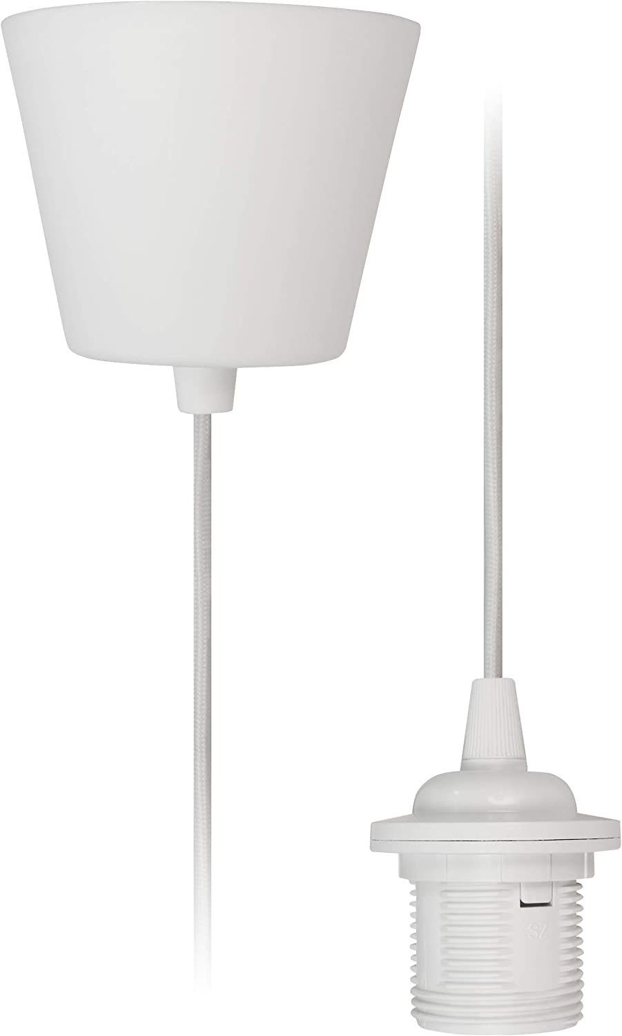 Lampenaufhängung (Textilk weiß, 1,2m McShine McShine, Kabel Lichtschalter Fassung, 230V, E27