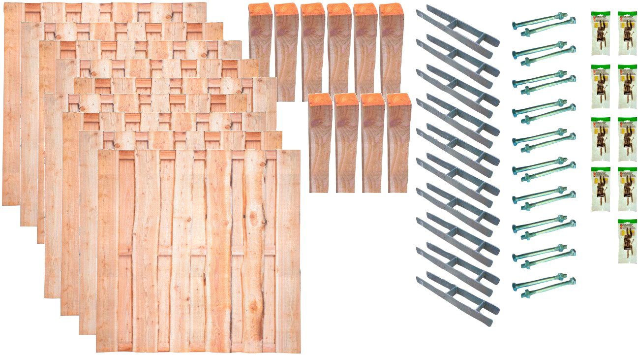 Tetzner & Jentzsch Bohlenzaun Lincoln 7, (Set), 9 Elemente, LxH: 1710x180 cm