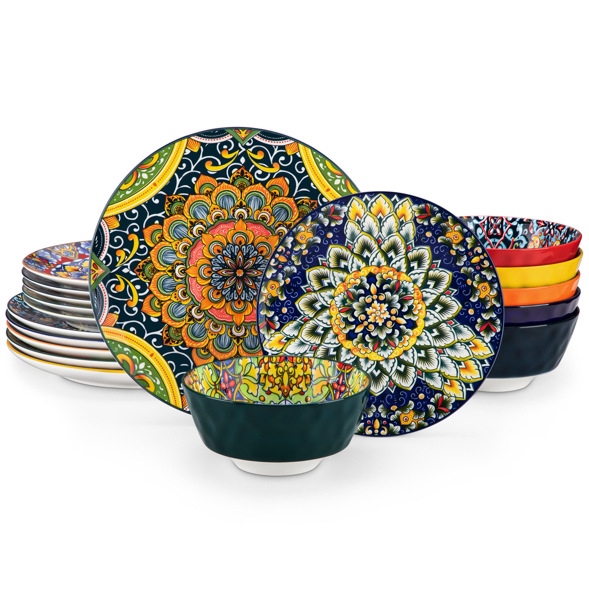 vancasso Geschirr-Set Tafelservice für 4/6 Personen, Porzellan, BOHO-Stil (18-tlg), 6 Personen, Porzellan