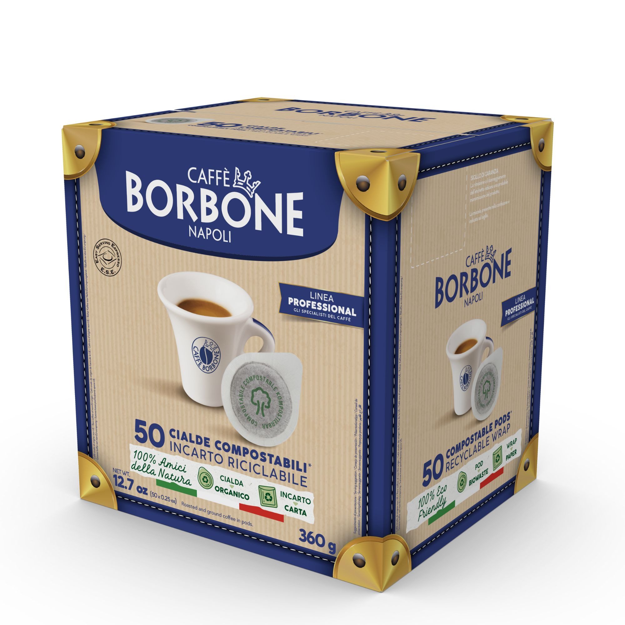 Caffè Borbone Kaffee Caffè Borbone Miscela Blu 50x Kaffeepads kompostierbare Pads 44mm ESE, (Kompatibel mit ESE System Papier Pads 44 mm, 50 Pads)