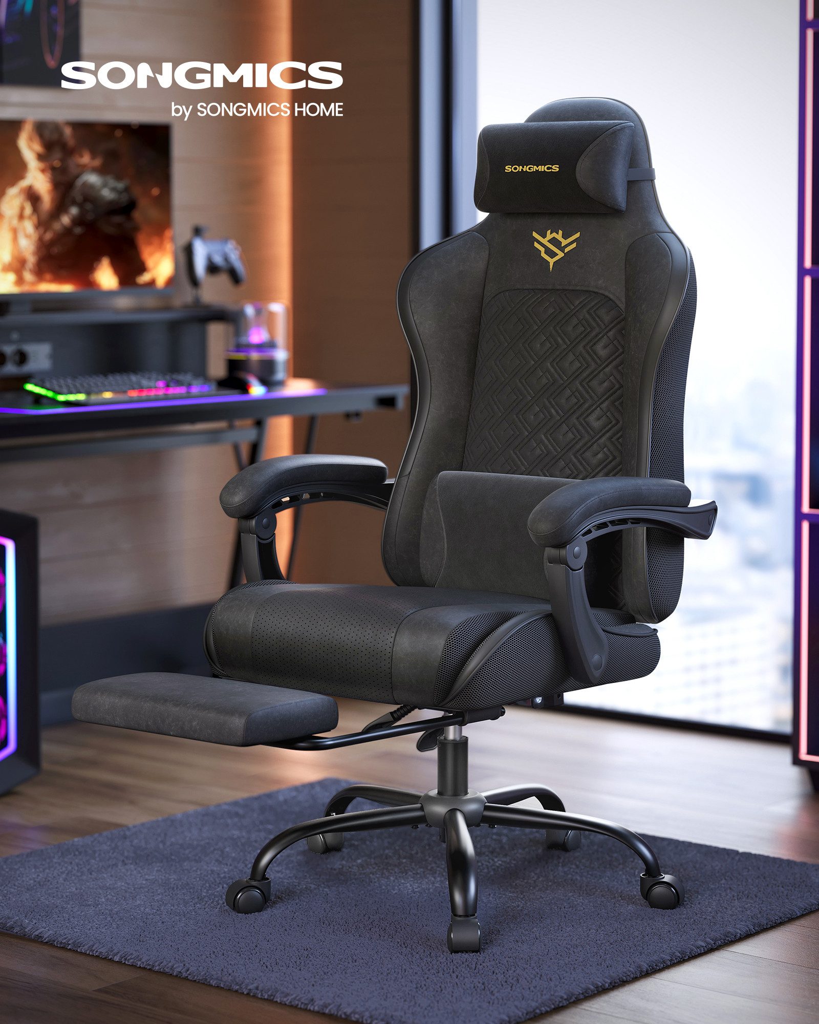 SONGMICS Bürostuhl, Gaming-Stuhl, Schreibtischstuhl, ergonomischer Gaming-S günstig online kaufen