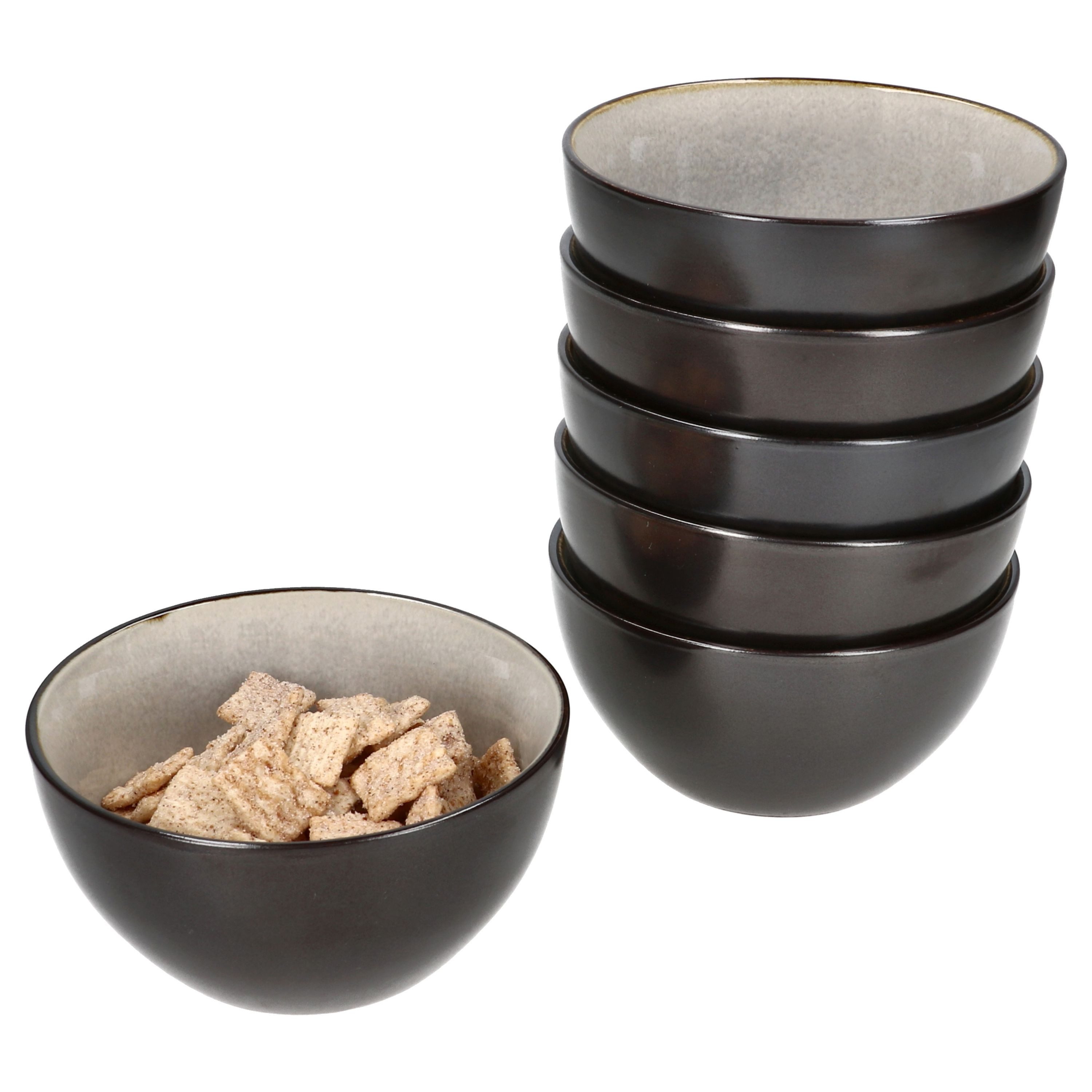 Dessertschale 6x Reactive Glaze Dark Cement Pudding-Schale 240ml Schüssel Grau
