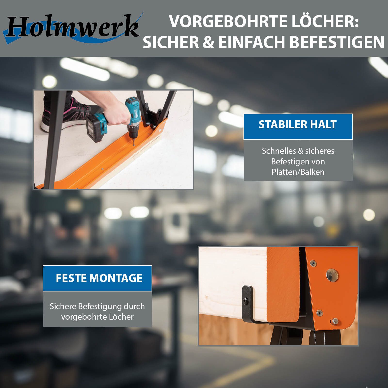 TRUTZHOLM Klappbock 2x Arbeitsbock, Gerüstbock, bis 500 kg, mit Griff, (Set, 2-St), robust, transportabel, klappbar, stabil