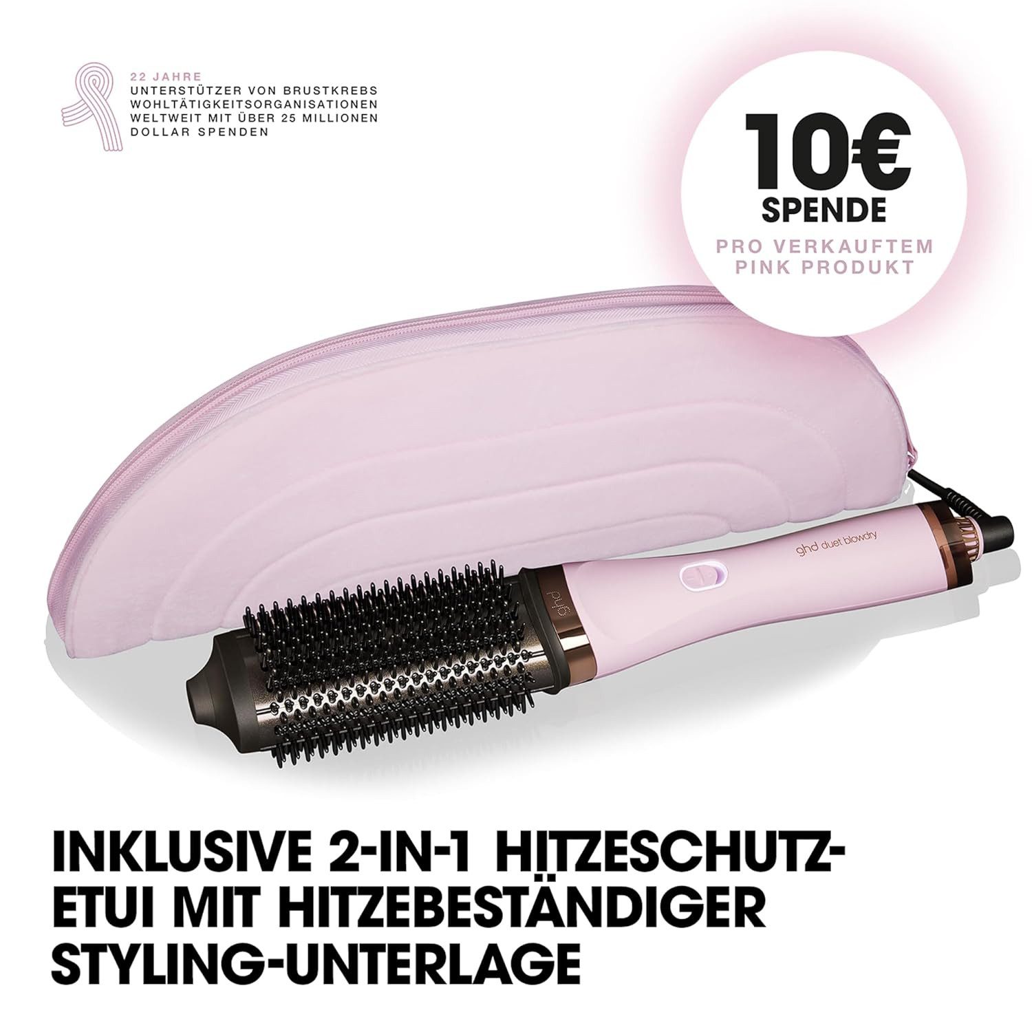 GHD Elektrohaarbürste Rundbürstenföhn mit Hitzeschutz - von nass zu föhnen, mehr Volumen, 24Std halt, für alle Haartypen