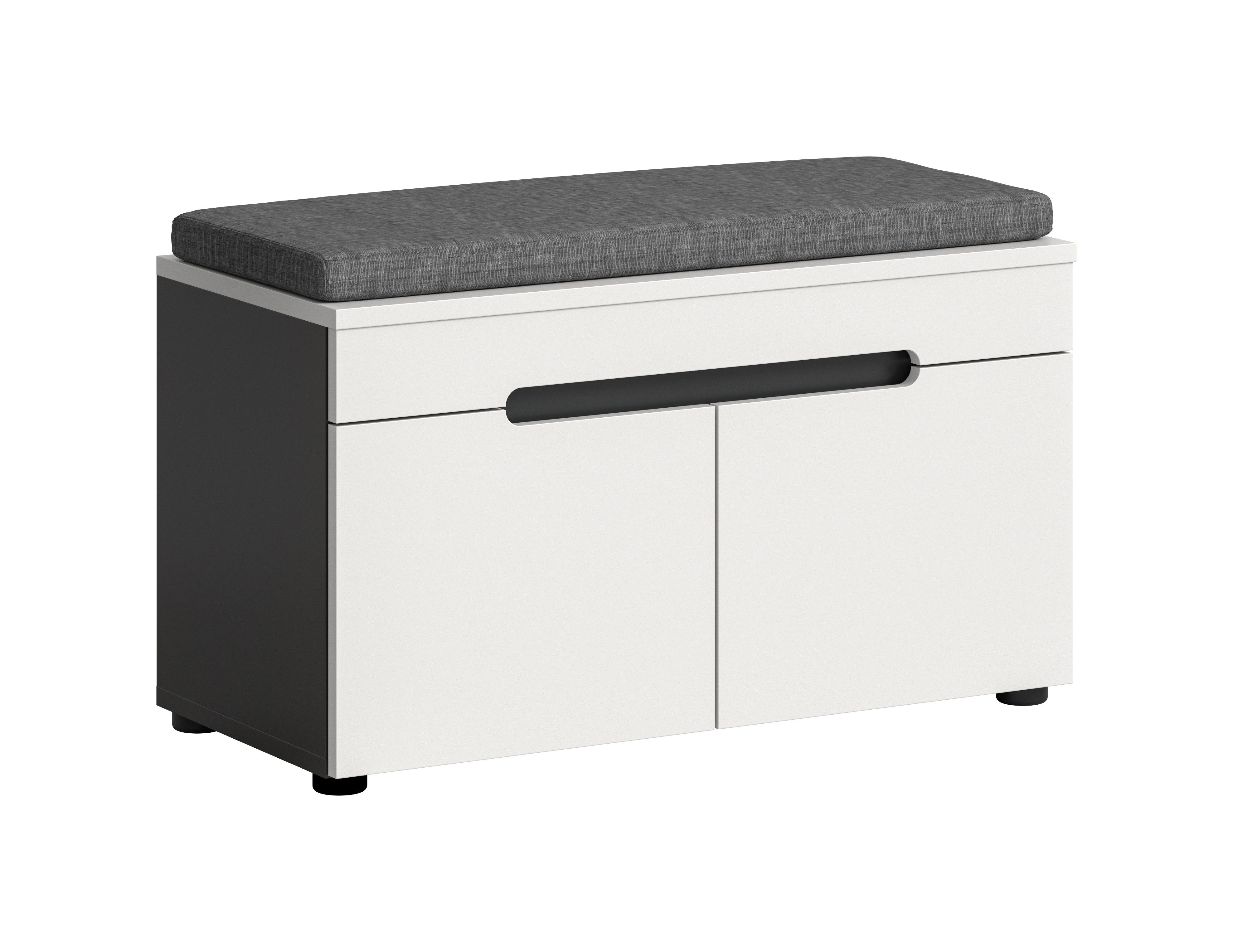 furnling Sitzbank Cano (1-St), inkl. grauem Sitzkissen, 2 Türen, 2 Fächer, Höhe 45 cm