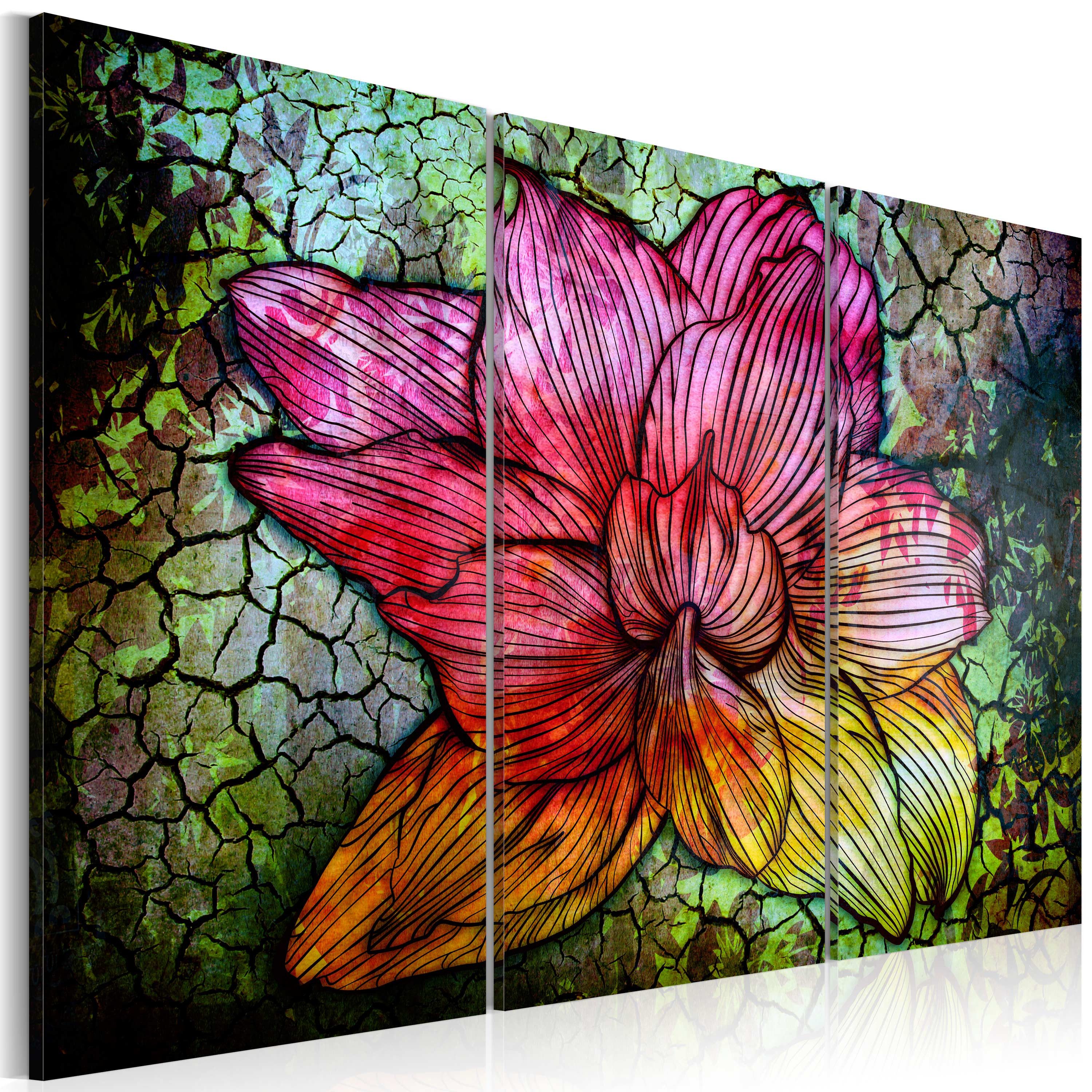 Artgeist Wandbild Abstrakte Blume in Regenbogenfarben
