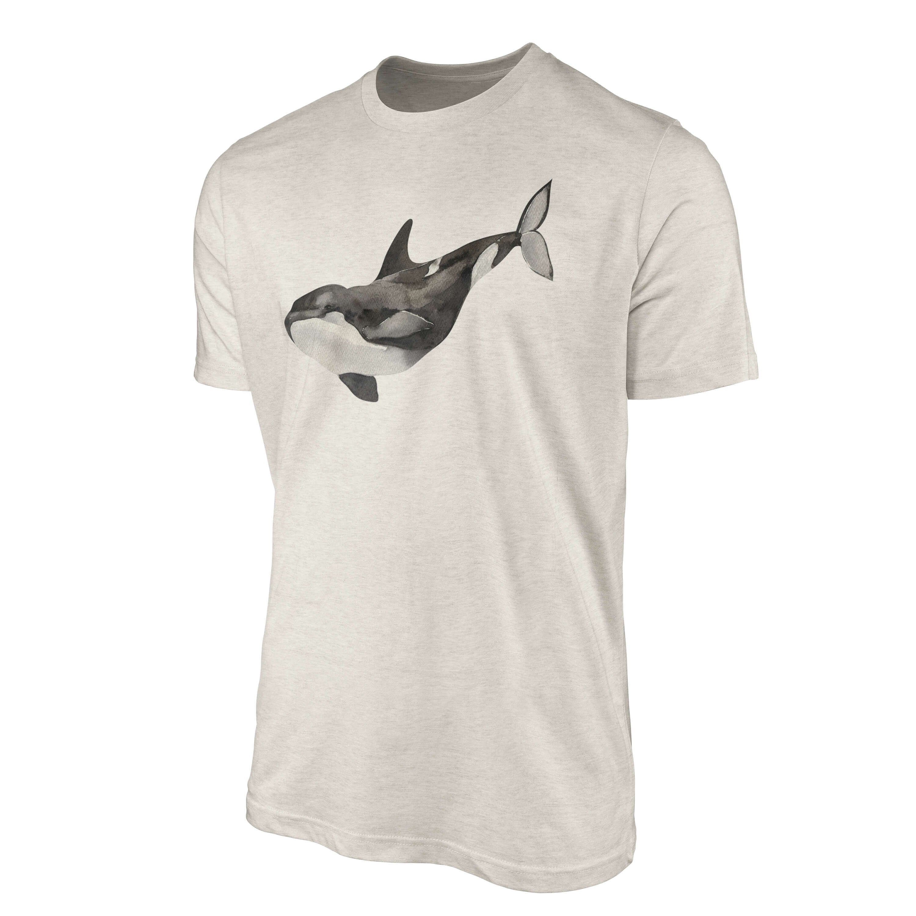 Sinus Orca Art T-Shirt Herren Killerwal Motiv Bio-Baumwolle Nachhaltig 100% Wasserfarben gekämmte T-Shirt Ökomo Shirt (1-tlg)