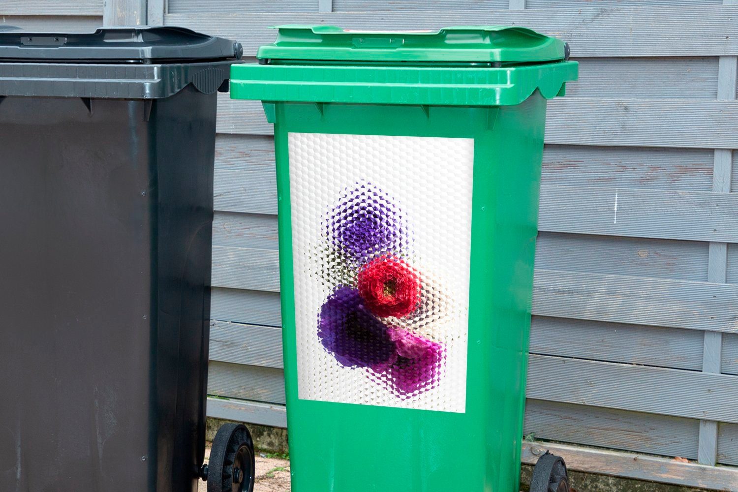 - St), Abfalbehälter Blumen - Mohn MuchoWow Container, Sticker, Mülltonne, Glas (1 Wandsticker Mülleimer-aufkleber,