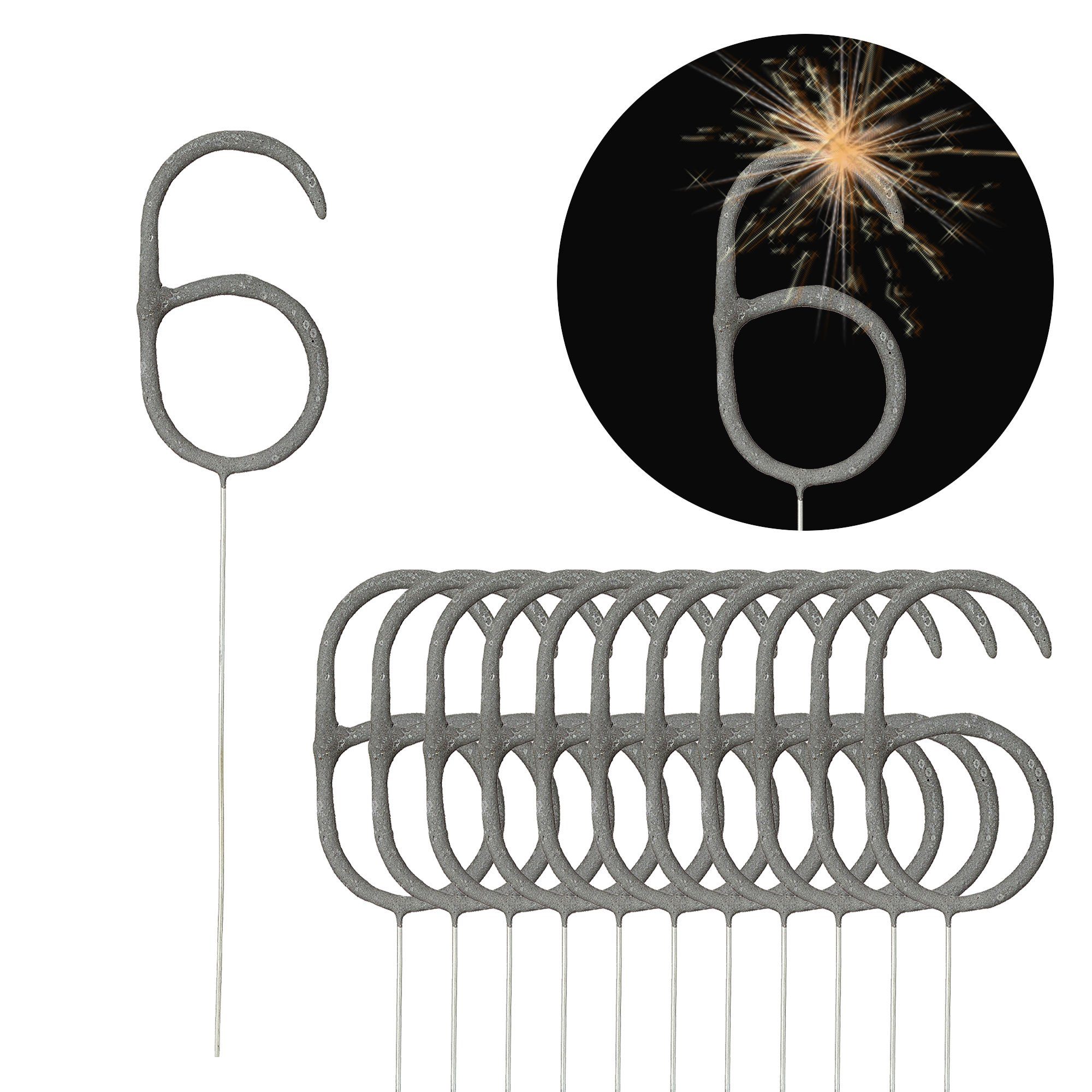 CEPEWA Geburtstagskerze Wunderkerze Zahl Sechs 12er günstig online kaufen