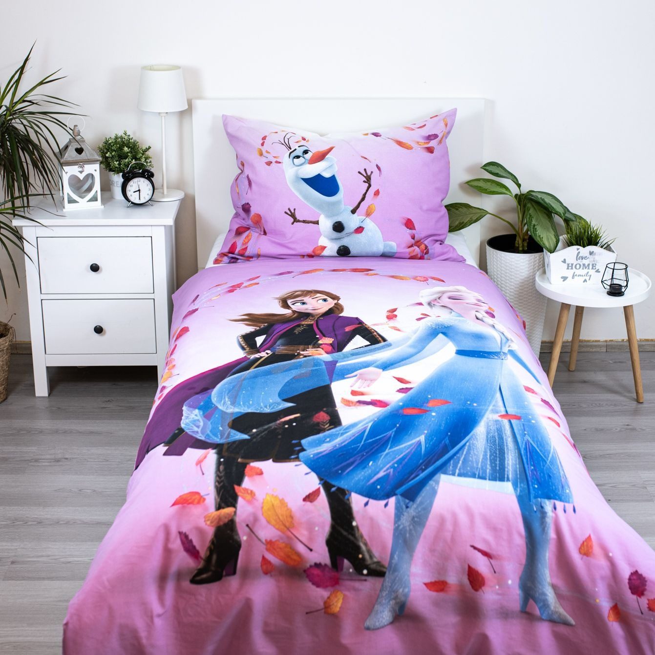 Disney Frozen Bettwäsche Baumwolle 140x200 cm Deckenbezug + 70x90 cm Kissenbezug Reißverschluss, Baumwolle, 2 teilig, mit Reißverschluss