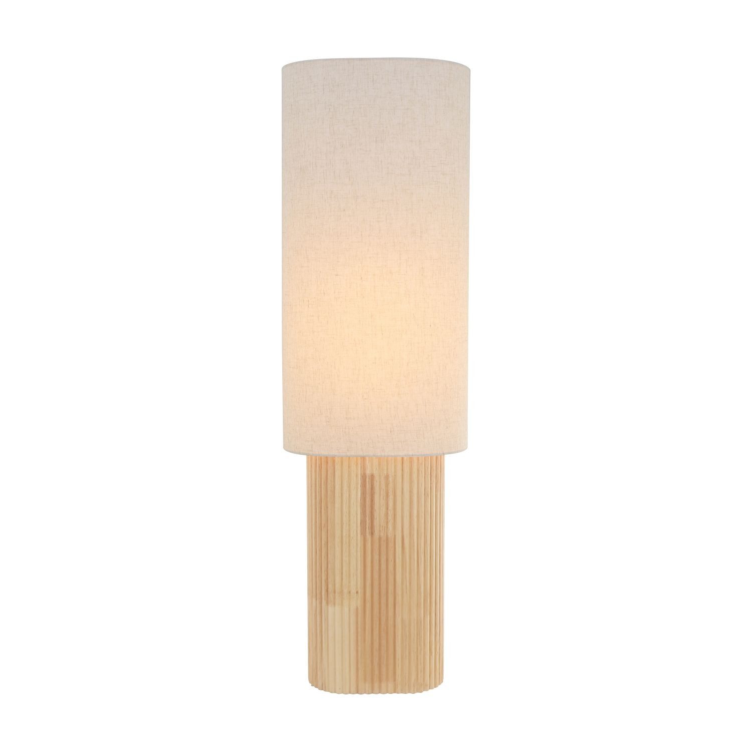 Licht-Erlebnisse Stehlampe CRIFA, ohne Leuchtmittel, Stoff Holz 100 cm hoch Natur Weiß E27 rund Skandinavisch