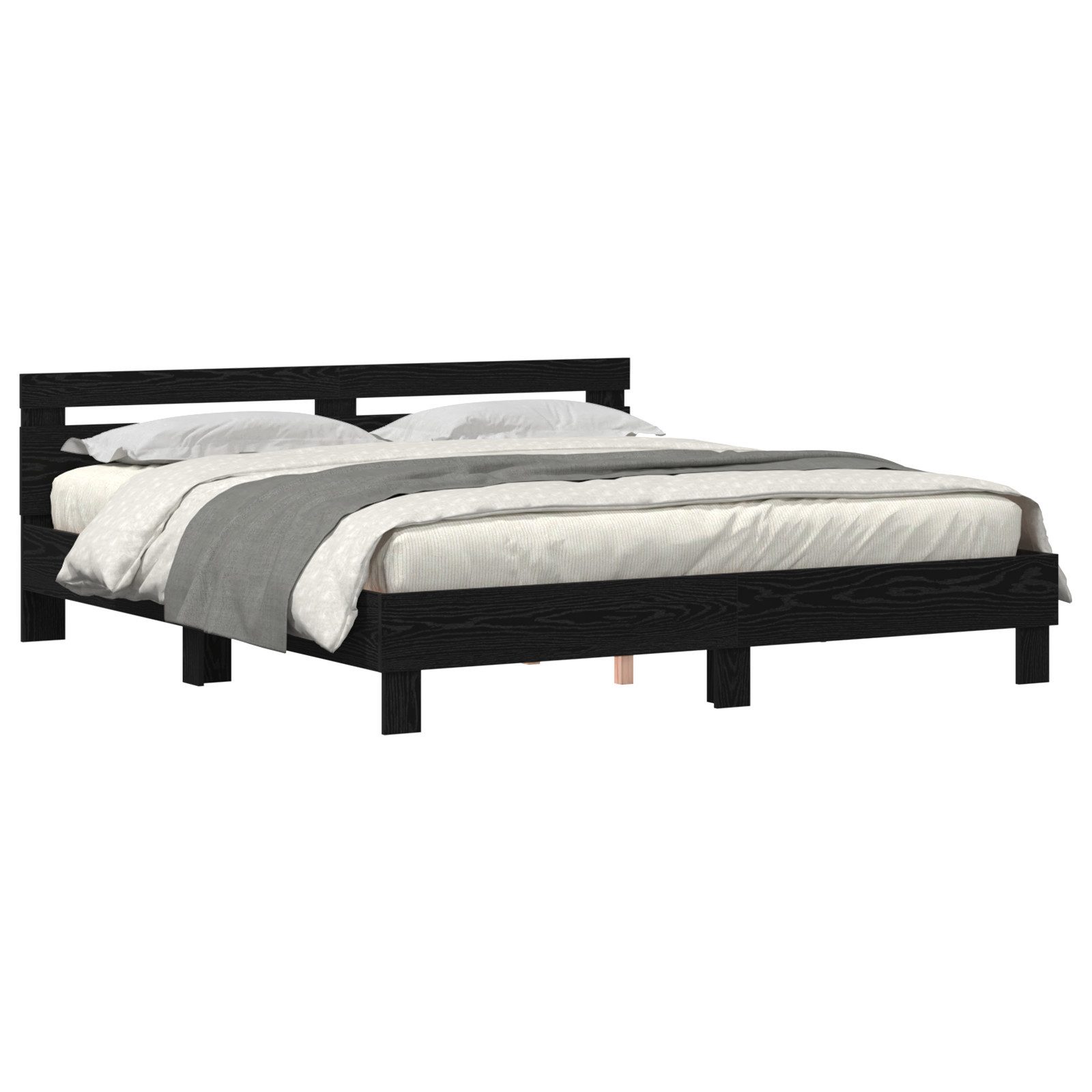 vidaXL Bett Eichen Bettgestell Schwarz Eiche günstig online kaufen