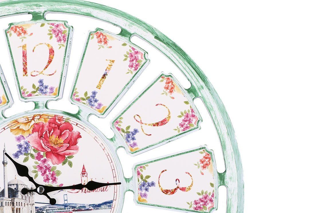 Dekonaz Wanduhr Wanduhr Dekoration Ortaköy Rund Grün Istanbul