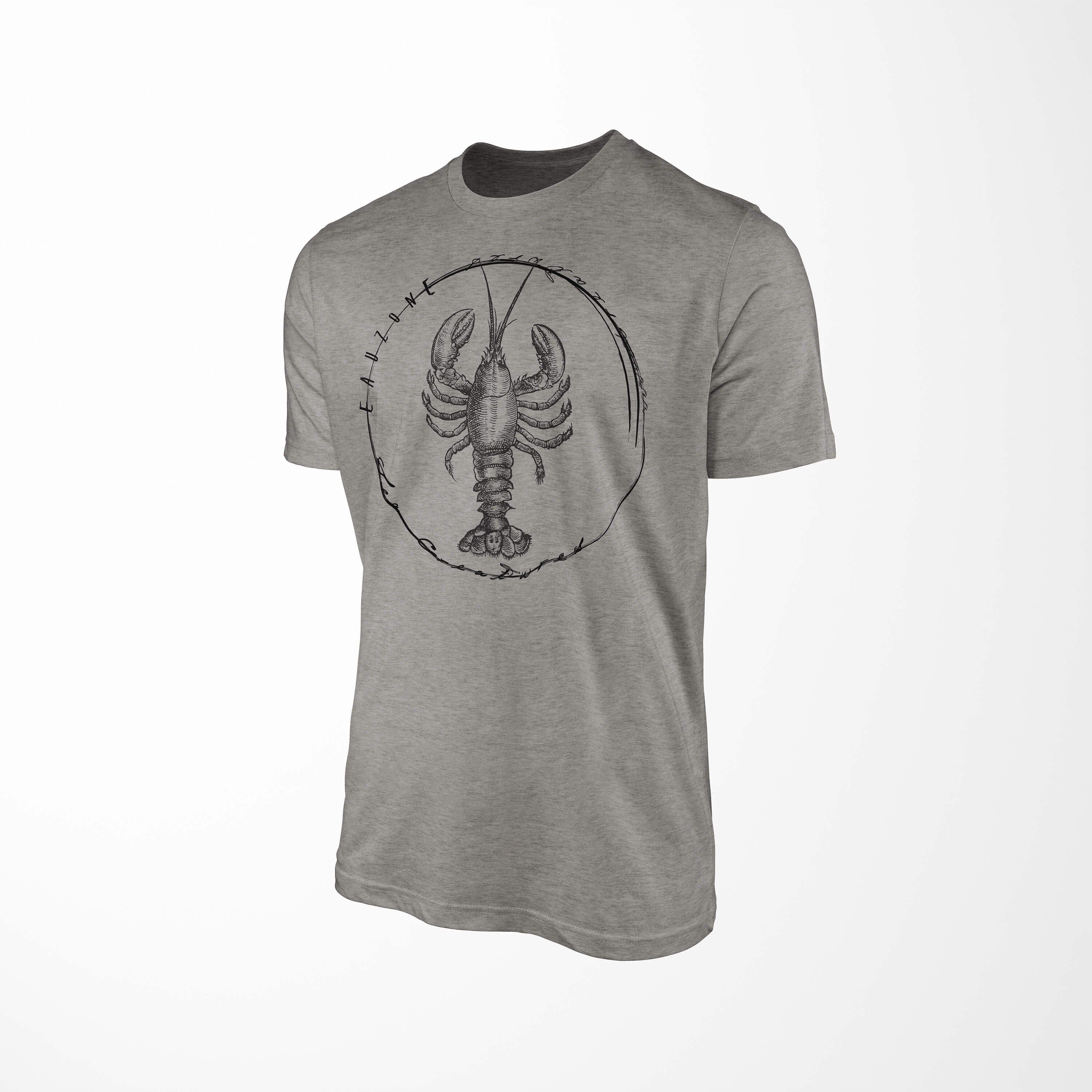 Sinus Art sportlicher T-Shirt Ash Struktur Serie: Creatures, 077 / T-Shirt Schnitt - Fische Sea und feine Tiefsee Sea