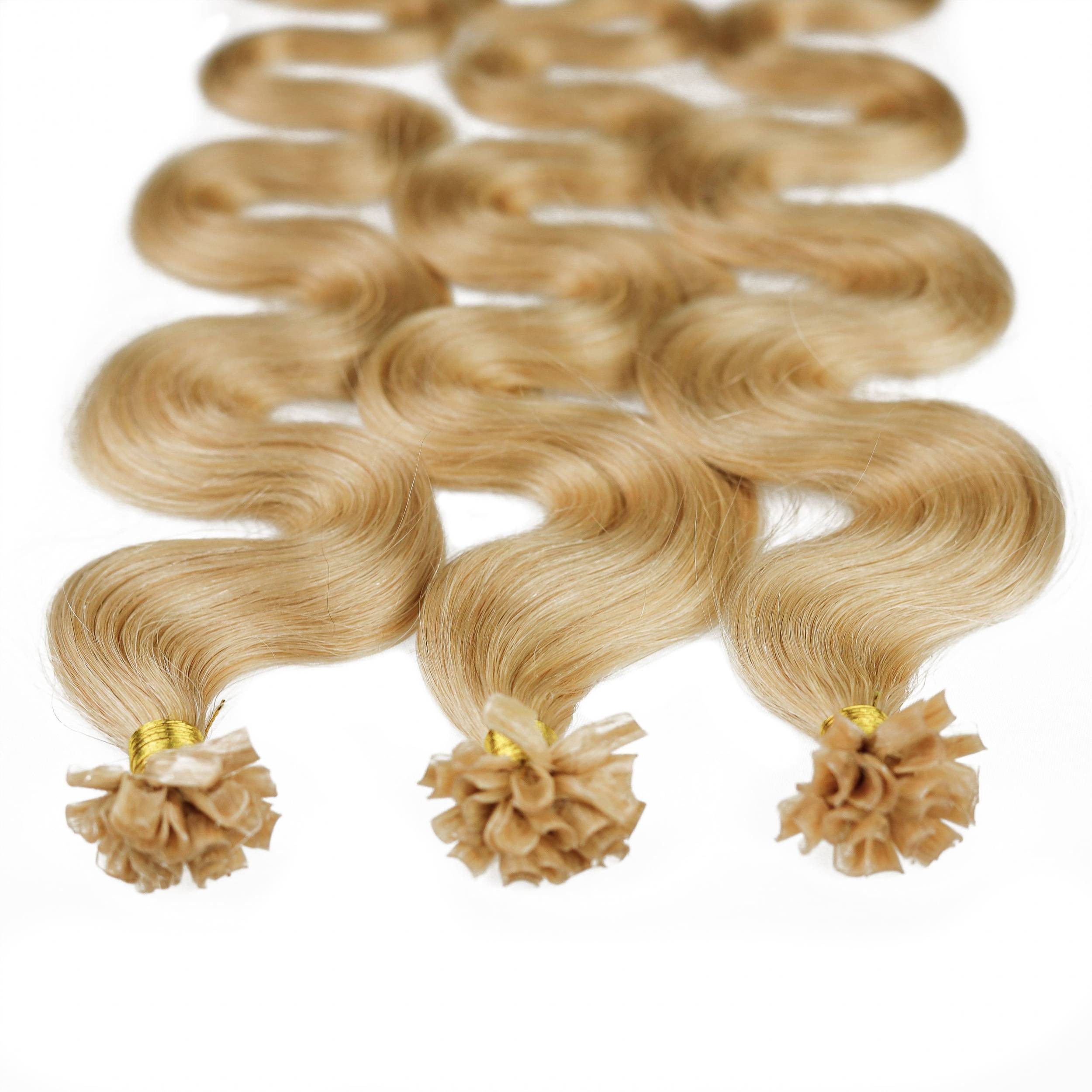 hair2heart Echthaar-Extension Bonding Extensions gewellt #9/31 Lichtblond Gold-Asch 0.5g 40cm