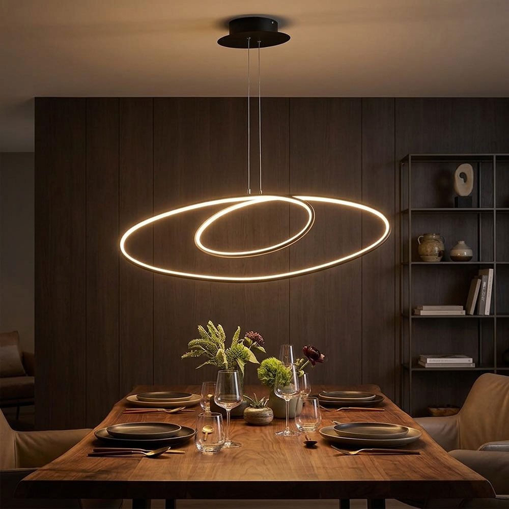 WOFI LED Pendelleuchte, LED-Leuchtmittel fest verbaut, Warmweiß, LED Hängeleuchte dimmbar Pendelleuchte schwarz, 3 Stufendimmer