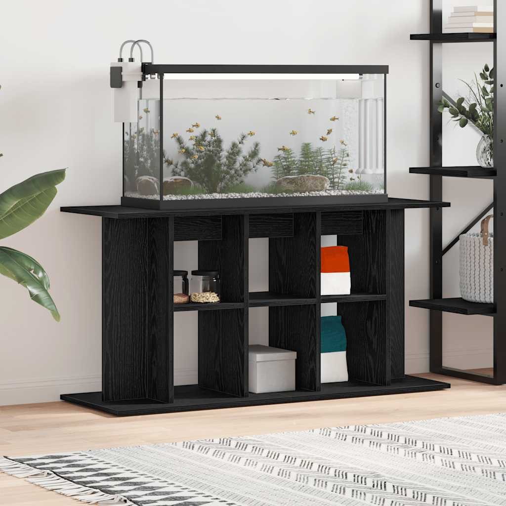 furnicato Aquariumunterschrank Aquariumständer 120 x 40 x 60 cm Schwarzeiche Aquarienschrank mit viel Stauraum und Wandbefestigung für dein Heim