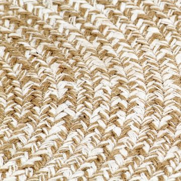 Teppich Handgefertigt Jute Weiß und Natur 150 cm, furnicato, Runde