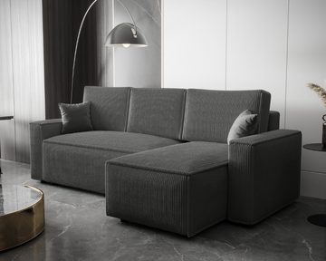 Deine Möbel 24 Ecksofa ABRO mit Schlaffunktion Bettkasten Cord-Sofa Schlafsofa L-Couch L-Sofa, Set 3 Teile, mit Schlaffunktion, mit Bettkasten