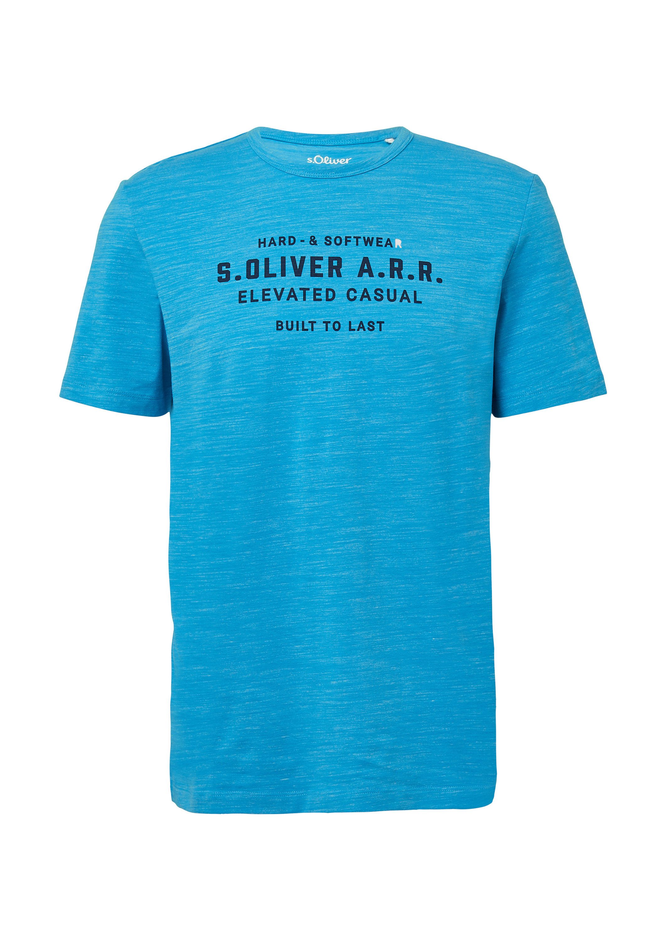 s.Oliver Kurzarmshirt T-Shirt Meliertes T-Shirt mit Logo-Schriftzug