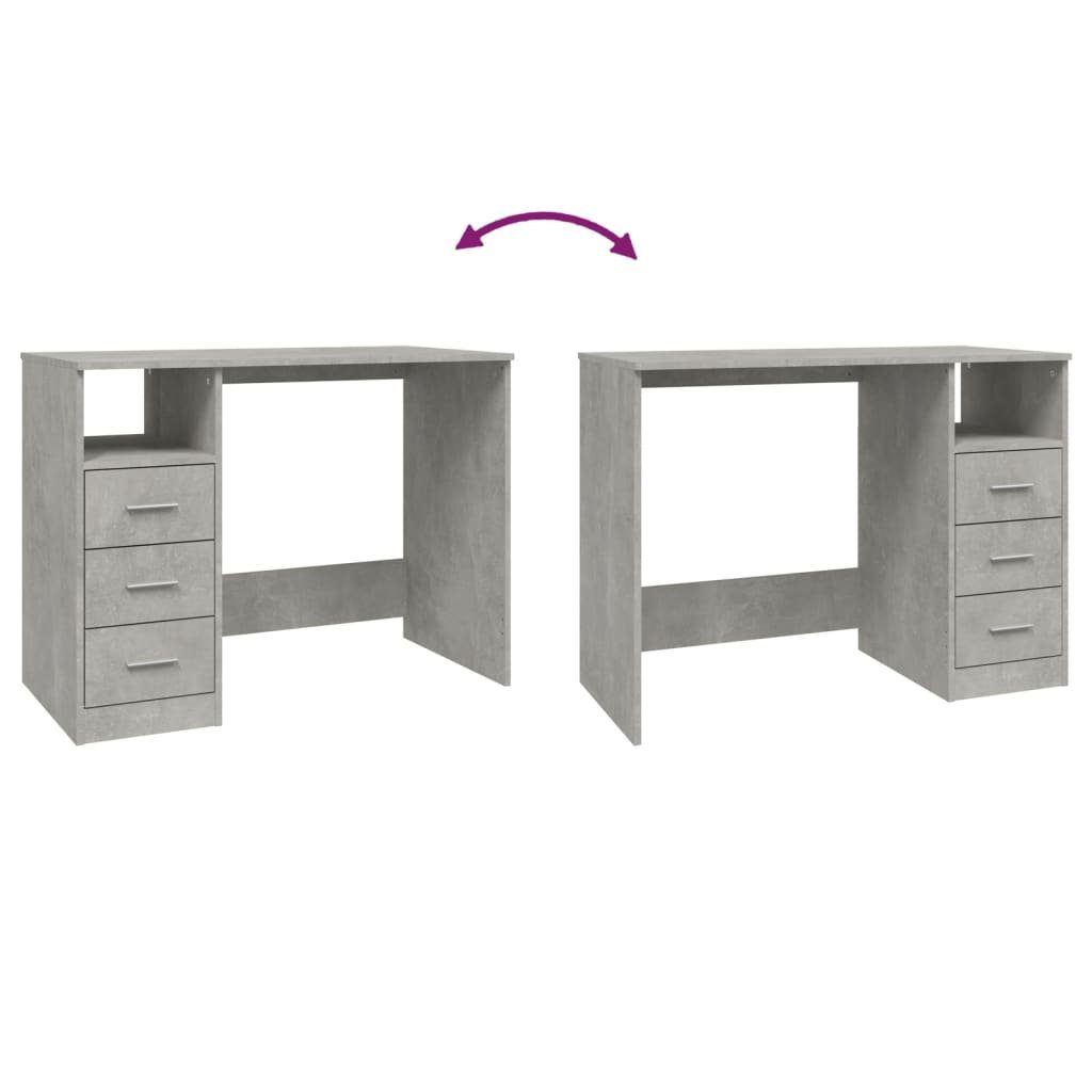vidaXL Schreibtisch Schreibtisch mit Schubladen Betongrau Betongrau Betongrau 102x50x76cm | Holzwerkstoff