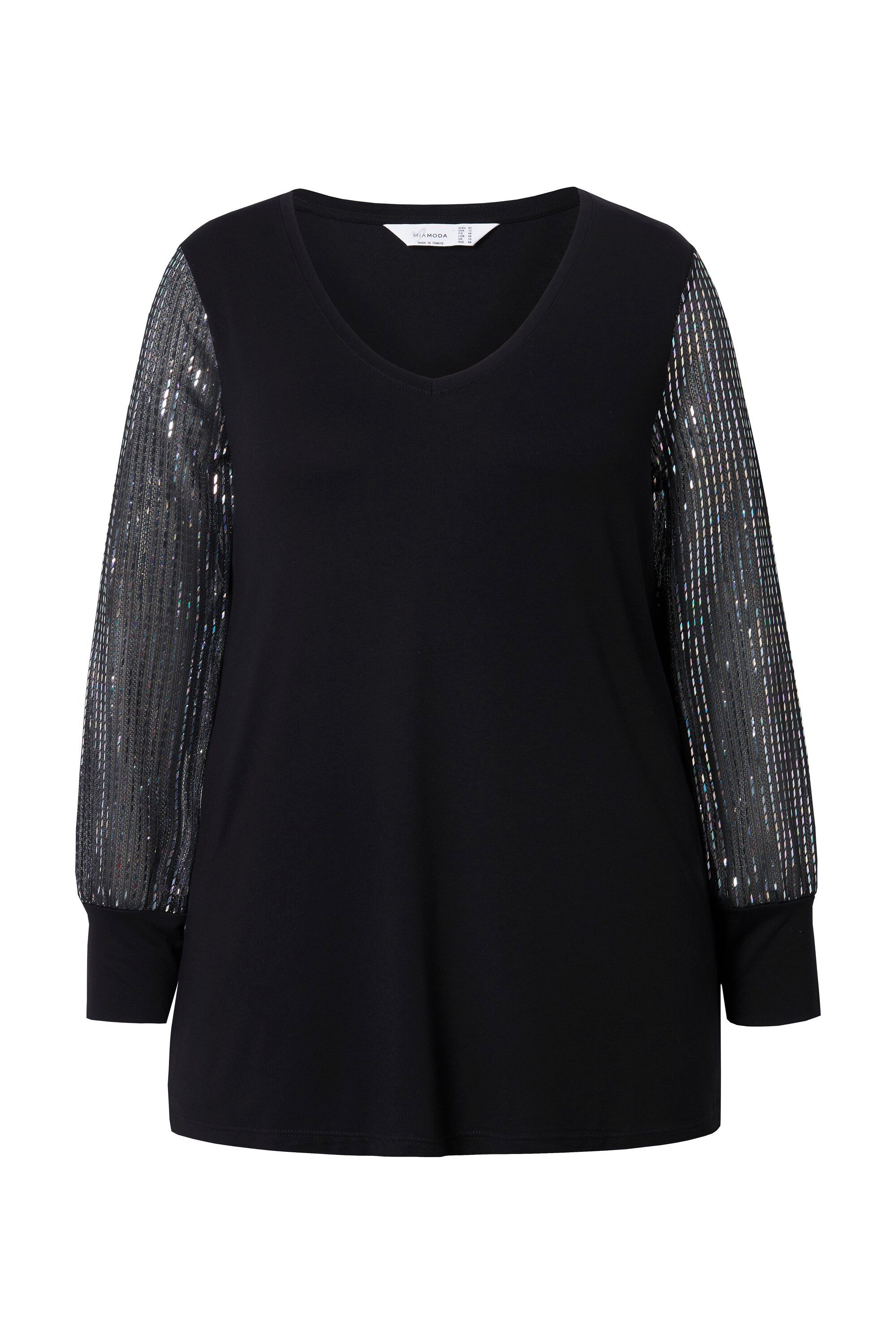 MIAMODA Longsleeve T-Shirt A-Linie Glitzerjersey-Langarm günstig online kaufen