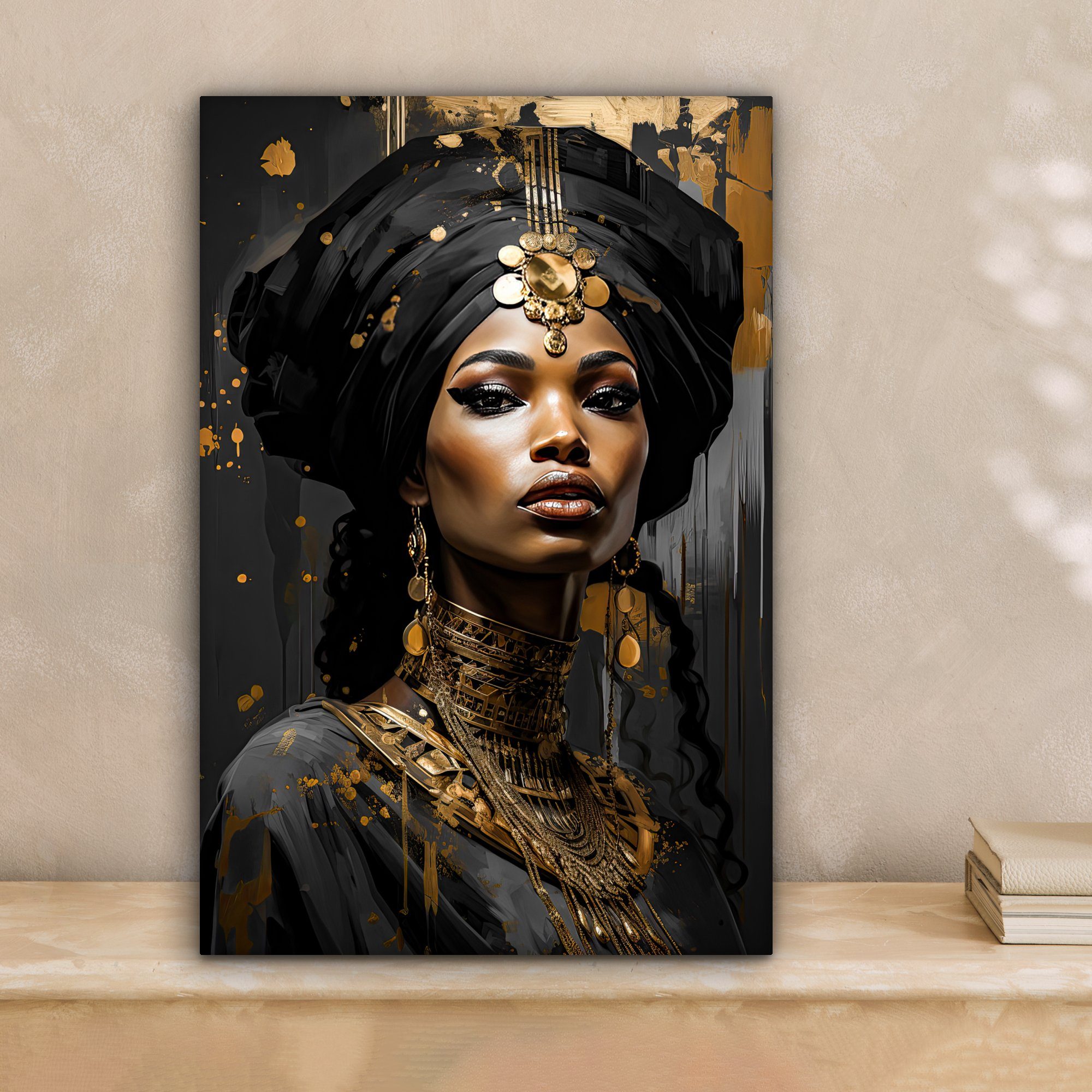 OneMillionCanvasses® Leinwandbild Frau - Gold - günstig online kaufen