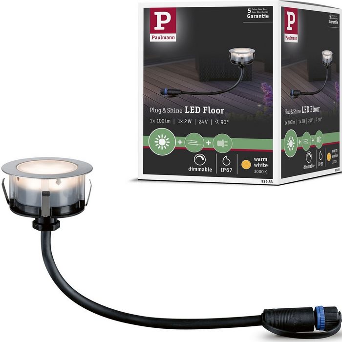 Paulmann LED Einbauleuchte Outdoor Plug & Shine Floor Plug & Shine LED fest integriert Warmweiß IP65 3000K 24V