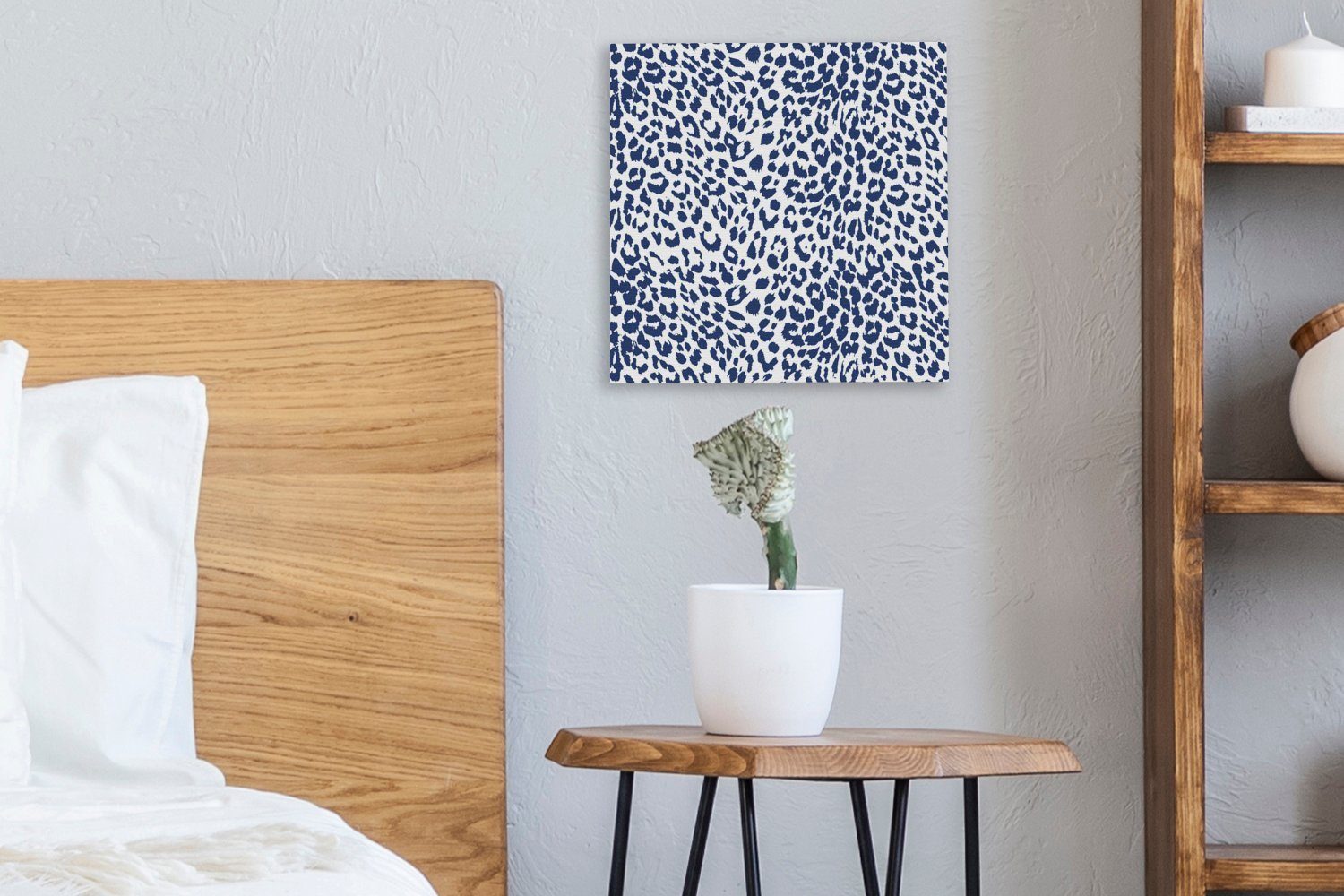 Bilder Pantherdruck Leinwandbild Blau, - Weiß OneMillionCanvasses® Wohnzimmer für Schlafzimmer St), (1 - Leinwand