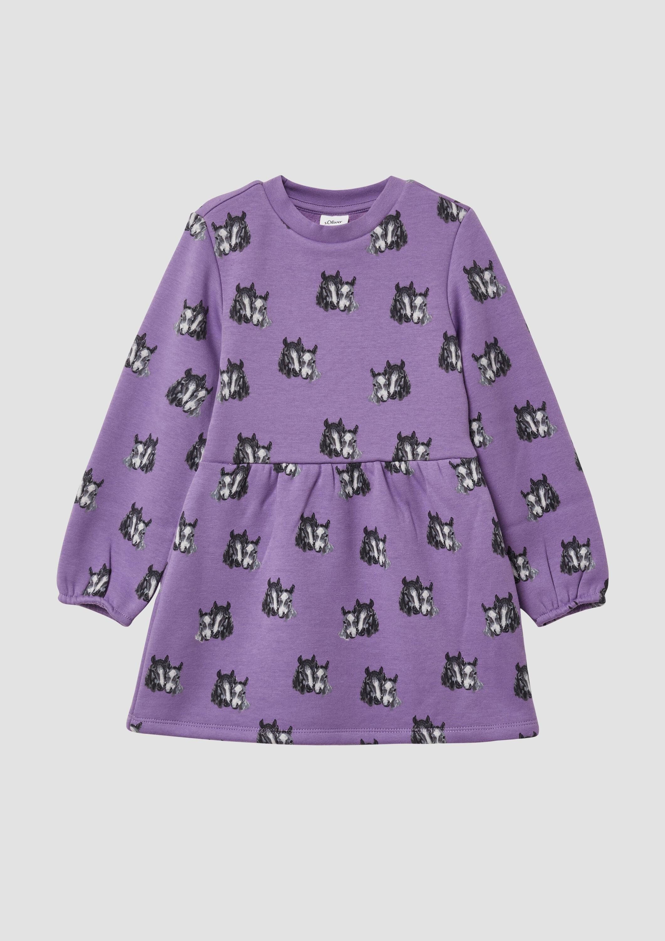 s.Oliver Minikleid Kleid Thermofleece-Kleid mit All-over-Print