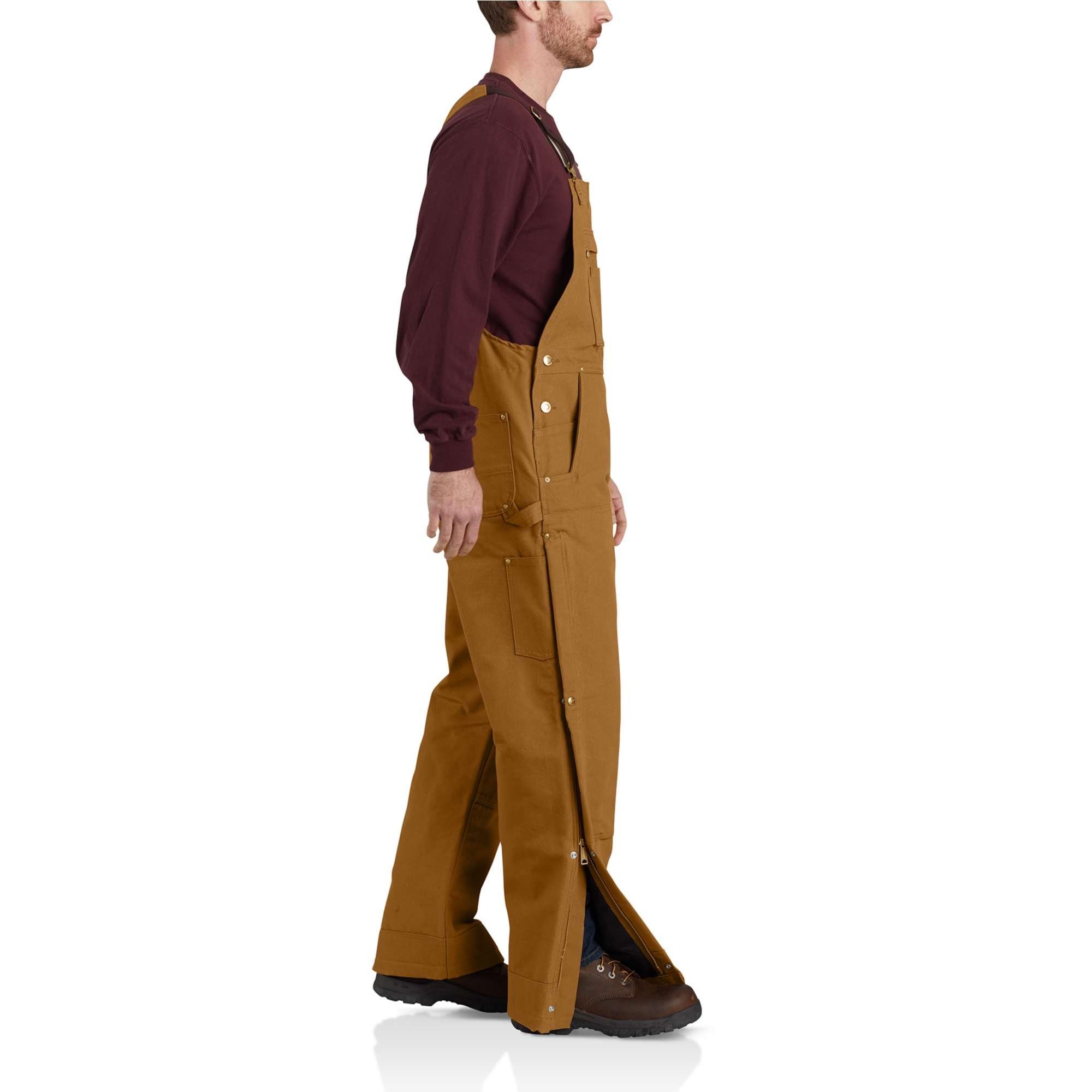 Carhartt Arbeitslatzhose FIRM DUCK INSULATED BIB (1-tlg) mit seitlichem Schnellverschluss von Knöchel bis Hüfte