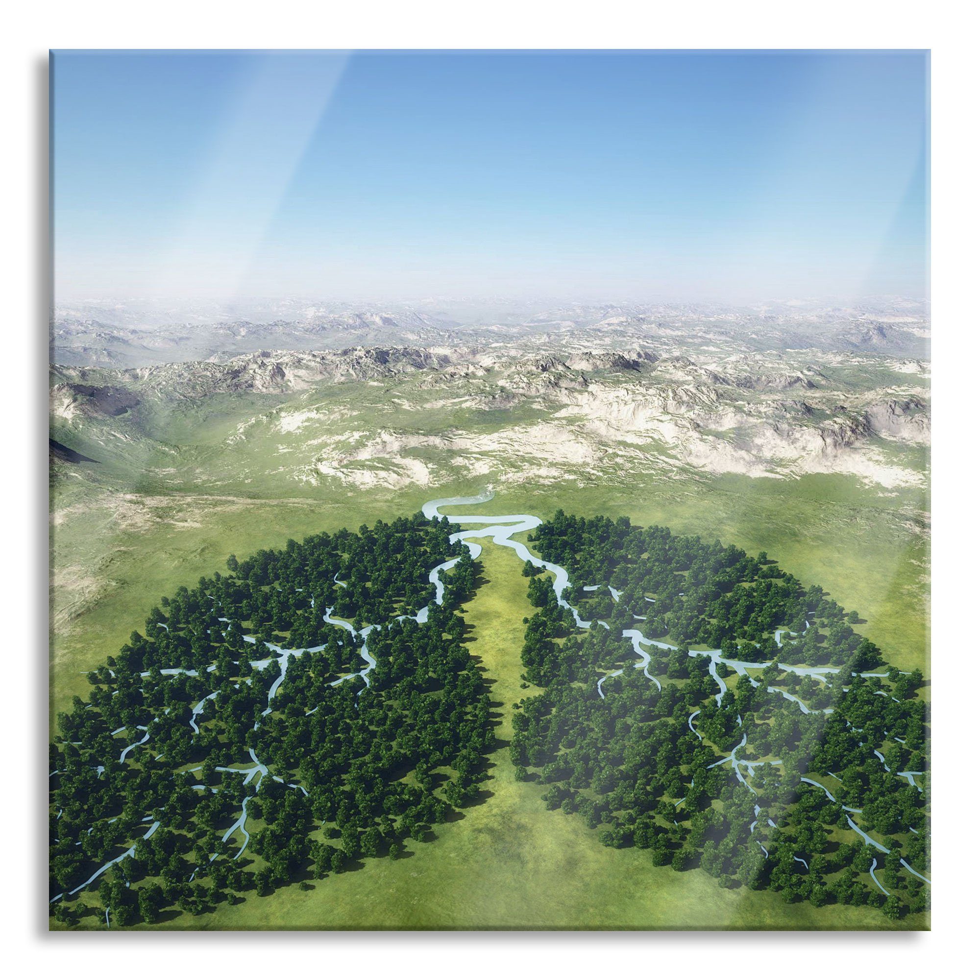 Aufhängungen Grüne der Lunge St), aus und Glasbild Pixxprint der Lunge Natur Abstandshalter inkl. Echtglas, (1 Glasbild Natur, Grüne