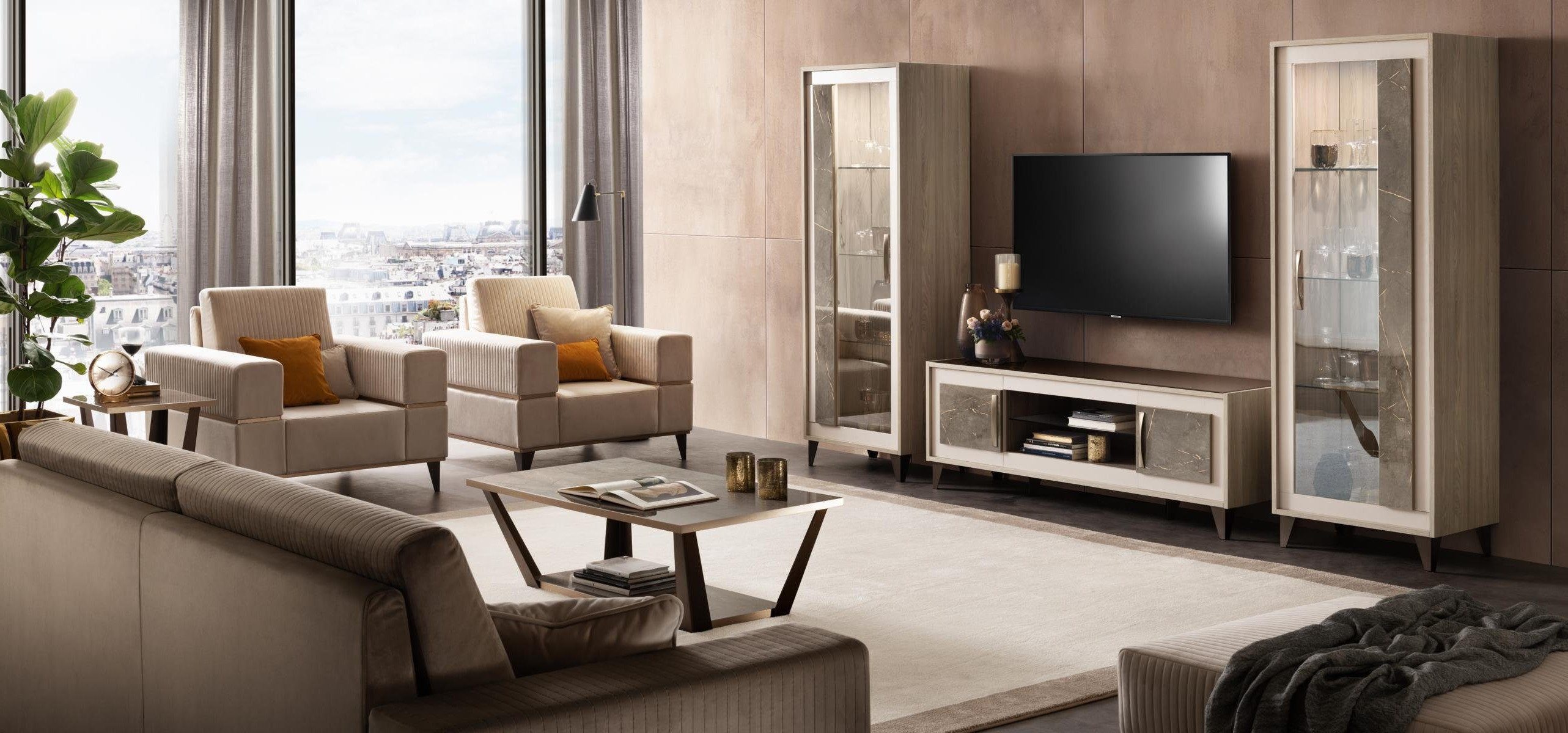 Xlmoebel TV-Schrank Designer Sideboard in Holzoptik mit eleganter, kompakter Form (Sideboard) Hergestellt in Europa