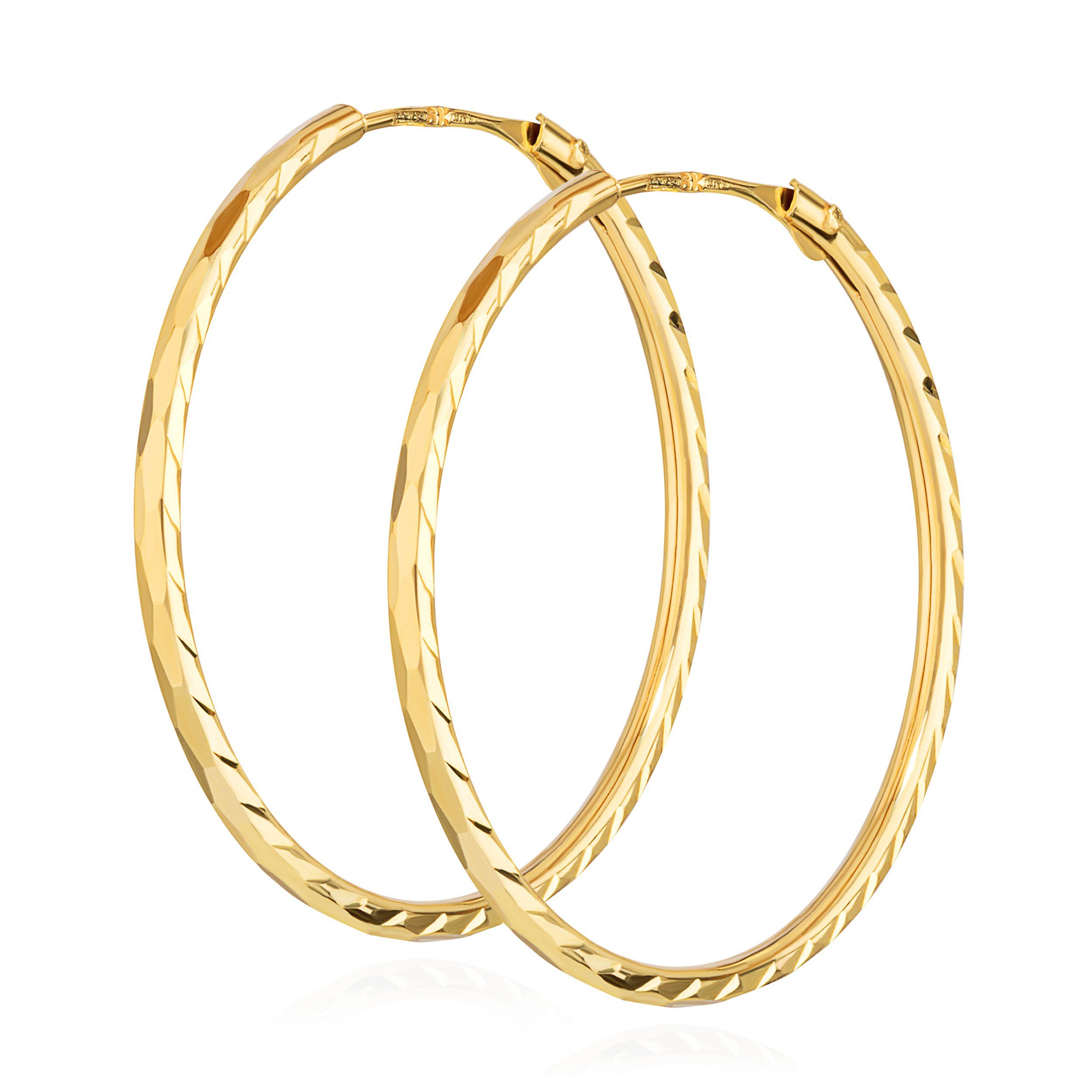 Paar Creolen Paar 20mm Creolen 333 Gelbgold 8 Karat Ohrringe 1,1mm breites Damen Oh