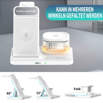 JOEAIS Kabelloses Ladestation 5 in 1 Induktive Ladegerät Wireless Charger Induktions-Ladegerät (Induktive Ladestation Wireless Charger, mit Usb C Charger für SmartWatch)